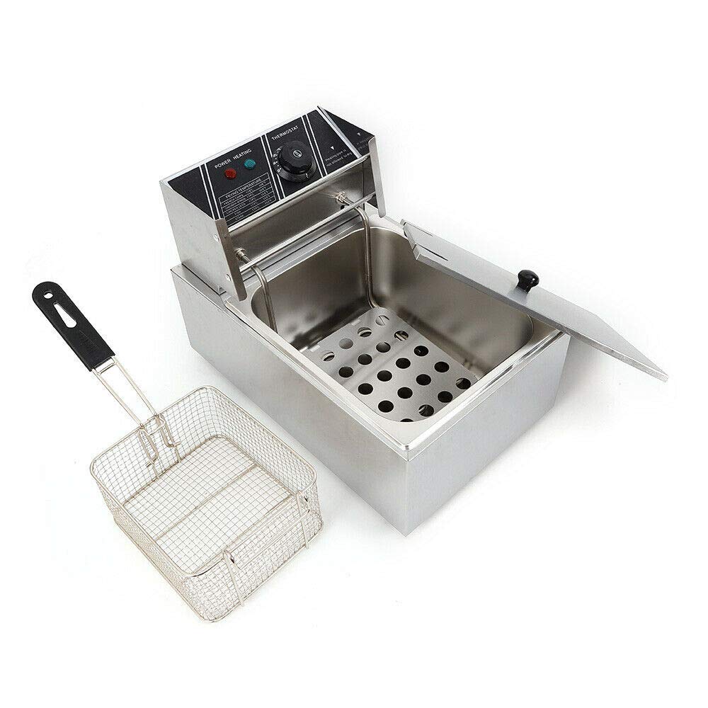 Commercial Deep Fryer 6L 1700W Stainless Steel Electric Countertop Fryer - Perfect for Restaurants, Food Trucks & Home Kitchen Use