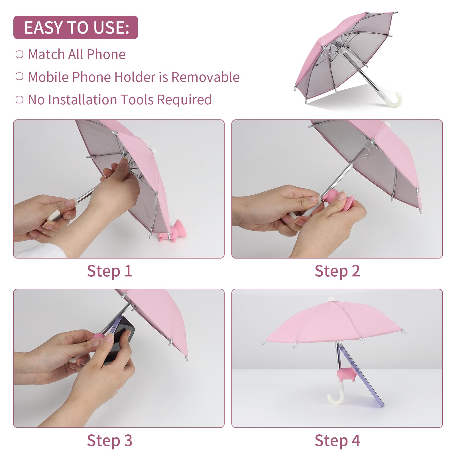 Phone Sun Shade with Suction Cup Stand - Anti-Glare Sun Shield & Phone Holder for Outdoor Use - Blocks Reflections for Better Screen Visibility - Perfect for Beach, Poolside, and Summer Activities (Pink)