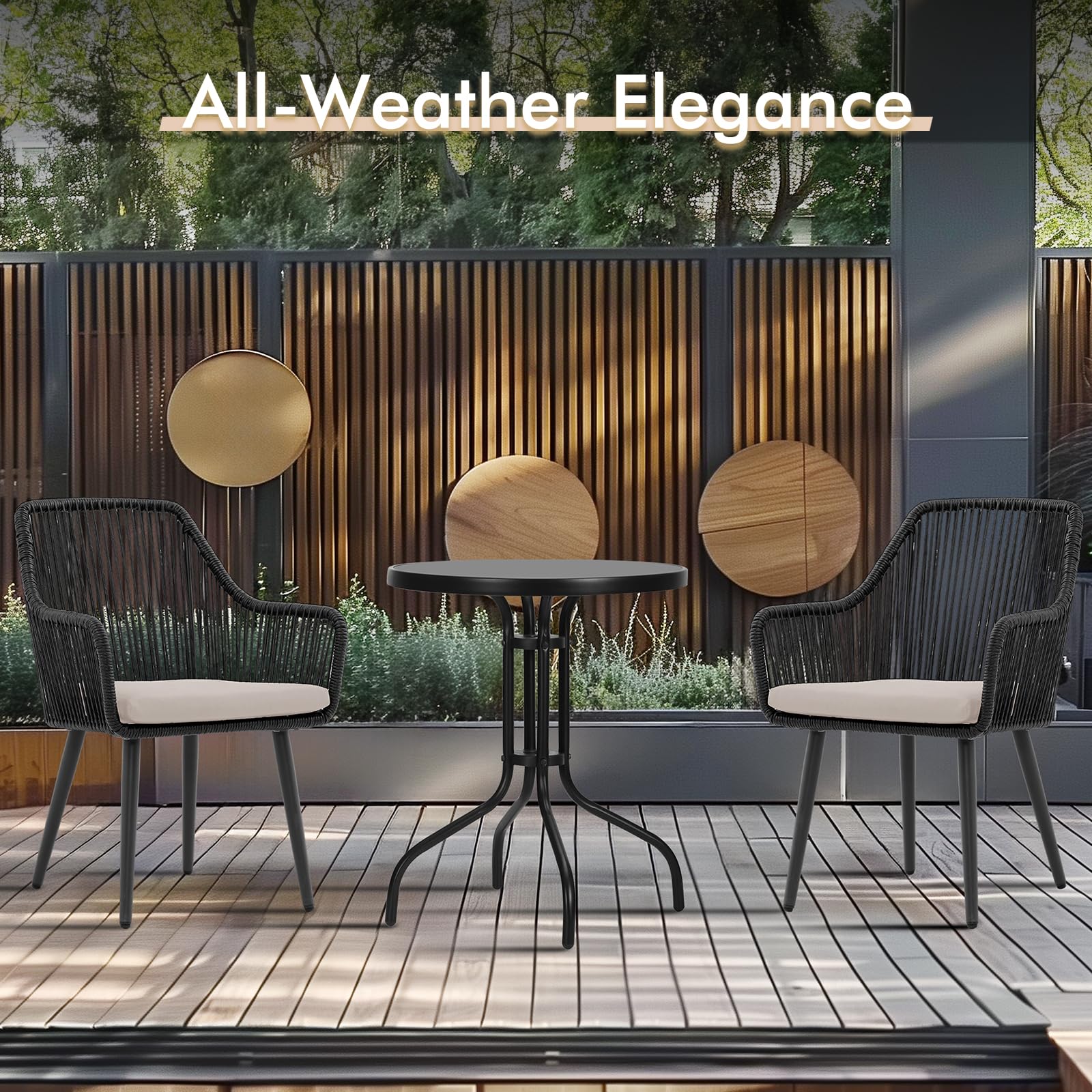 JOIVI 2-Piece Patio Dining Chairs Set - Outdoor Rattan Armchairs with Cushions for Garden, Backyard, Lawn - 350lb Weight Capacity Black Wicker Chairs for Indoor & Outdoor Use - Perfect for Dining, Lounging, and Entertaining Guests