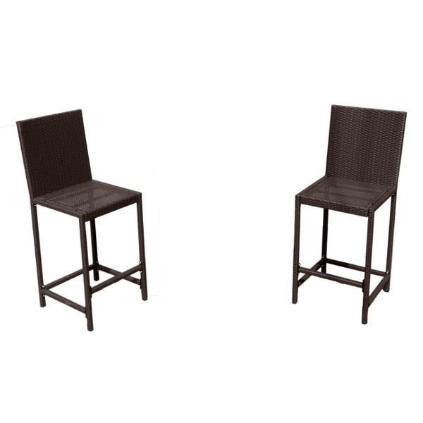Dark Brown Bar Height Armless Chairs Set of 2 - Indoor/Outdoor Counter Stools for Kitchen Island, Patio, Dining & Bar - Rustic Modern Home Decor