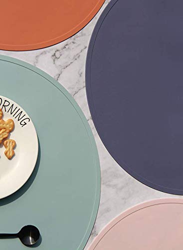 LONGFITE Thick Silicone Placemats for Kids - Non-Slip Table Mats Set of 4 in Mint Green - Perfect for Dining, Parties, and Home Decor