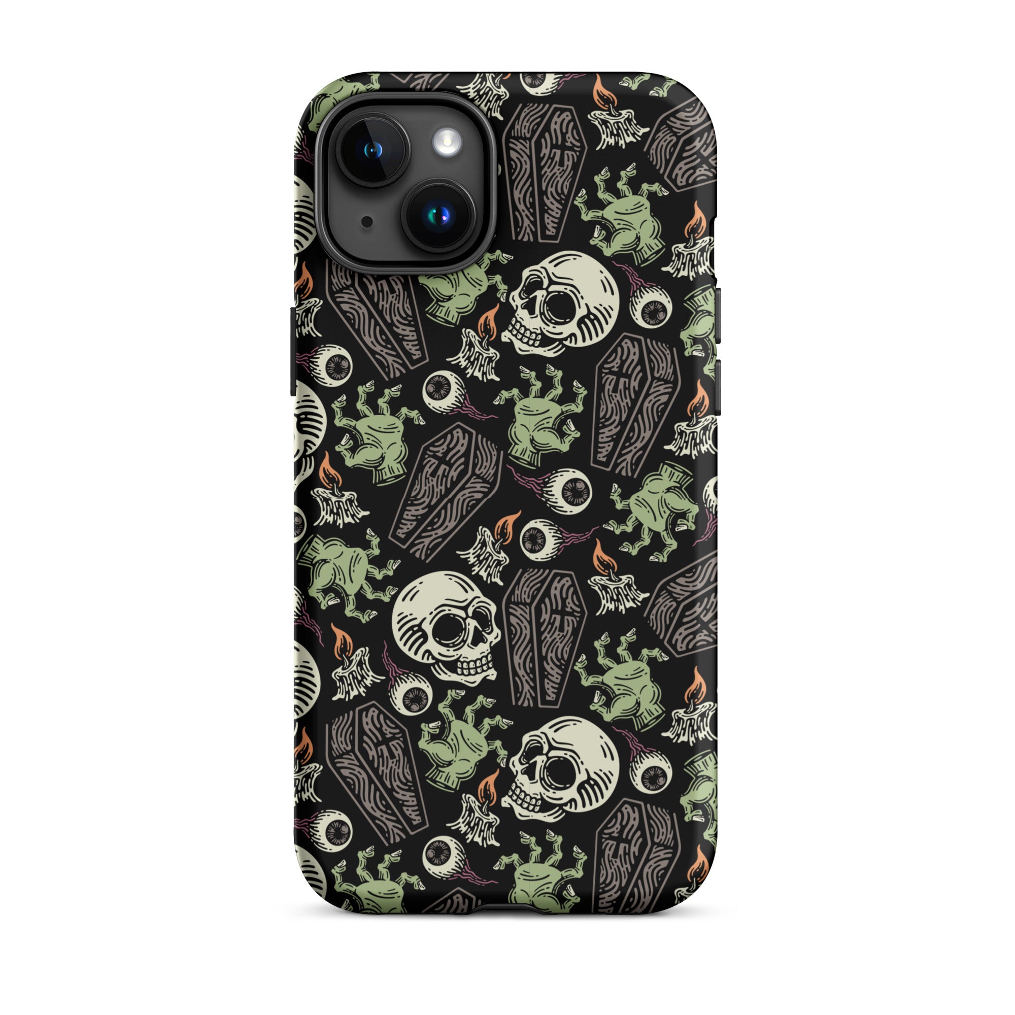 Premium Skeleton Horror iPhone Case - Durable Shockproof Protection for iPhone 12/13/14/15 Pro Max - Gothic Halloween Aesthetic Phone Cover for Parties & Cosplay