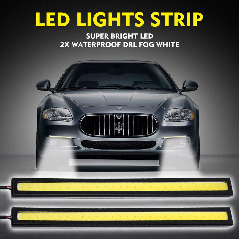 2/4/6 Pack Universal Waterproof 12V LED Daytime Running Lights - Super Bright COB LED Strip Lights for Cars & Trucks - Perfect for Fog Lights, Off-Roading & Night Driving
