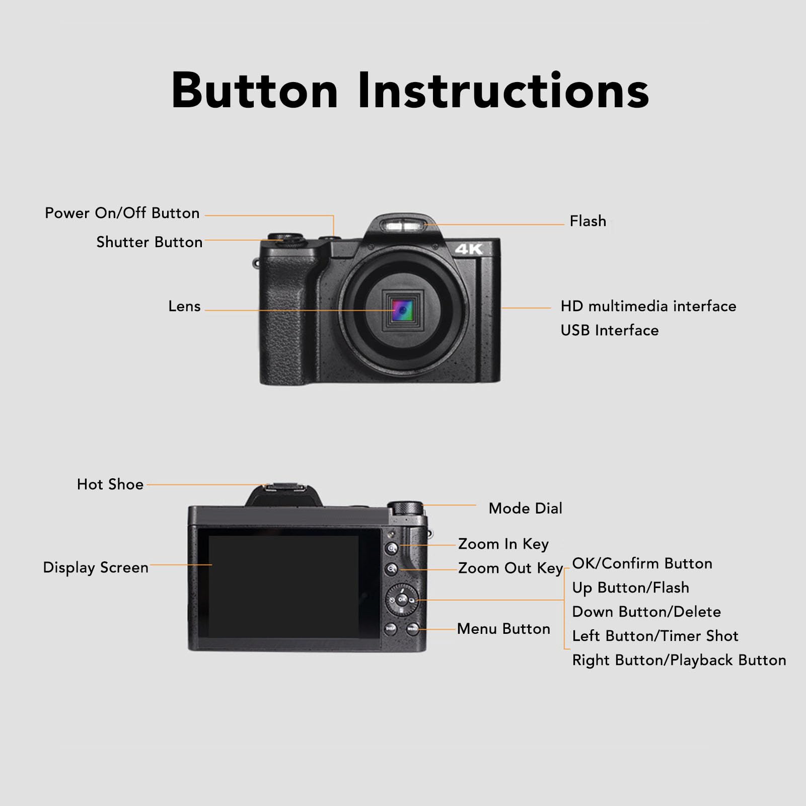 4K HD 48MP WiFi Vlogging Camera with 3.5
