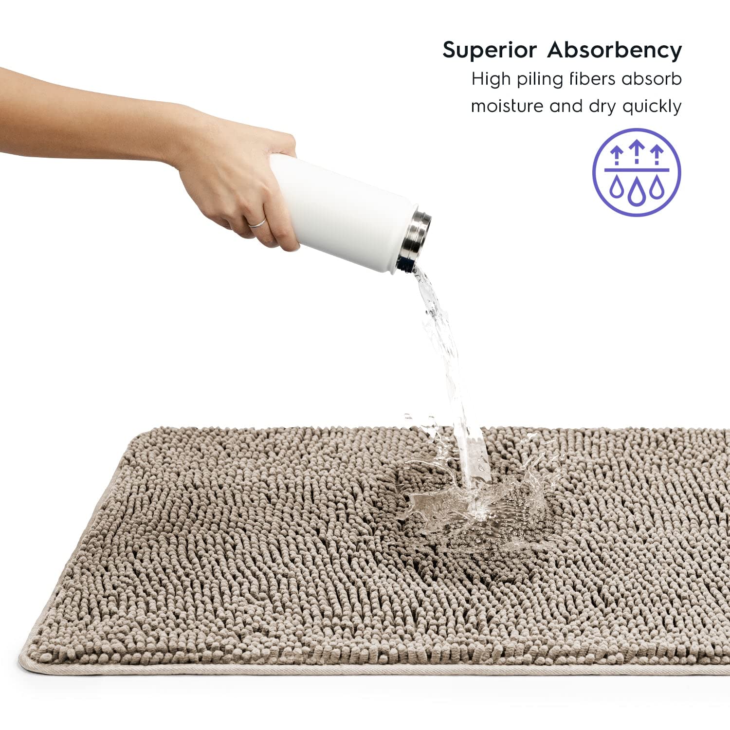 Premium Tafts Bathroom Rugs - Ultra Soft Chenille Microfiber Bath Mat with Extra Thick Memory Foam, Highly Absorbent & Machine Washable, Non-Slip Shaggy Floor Mat for Bathroom (21
