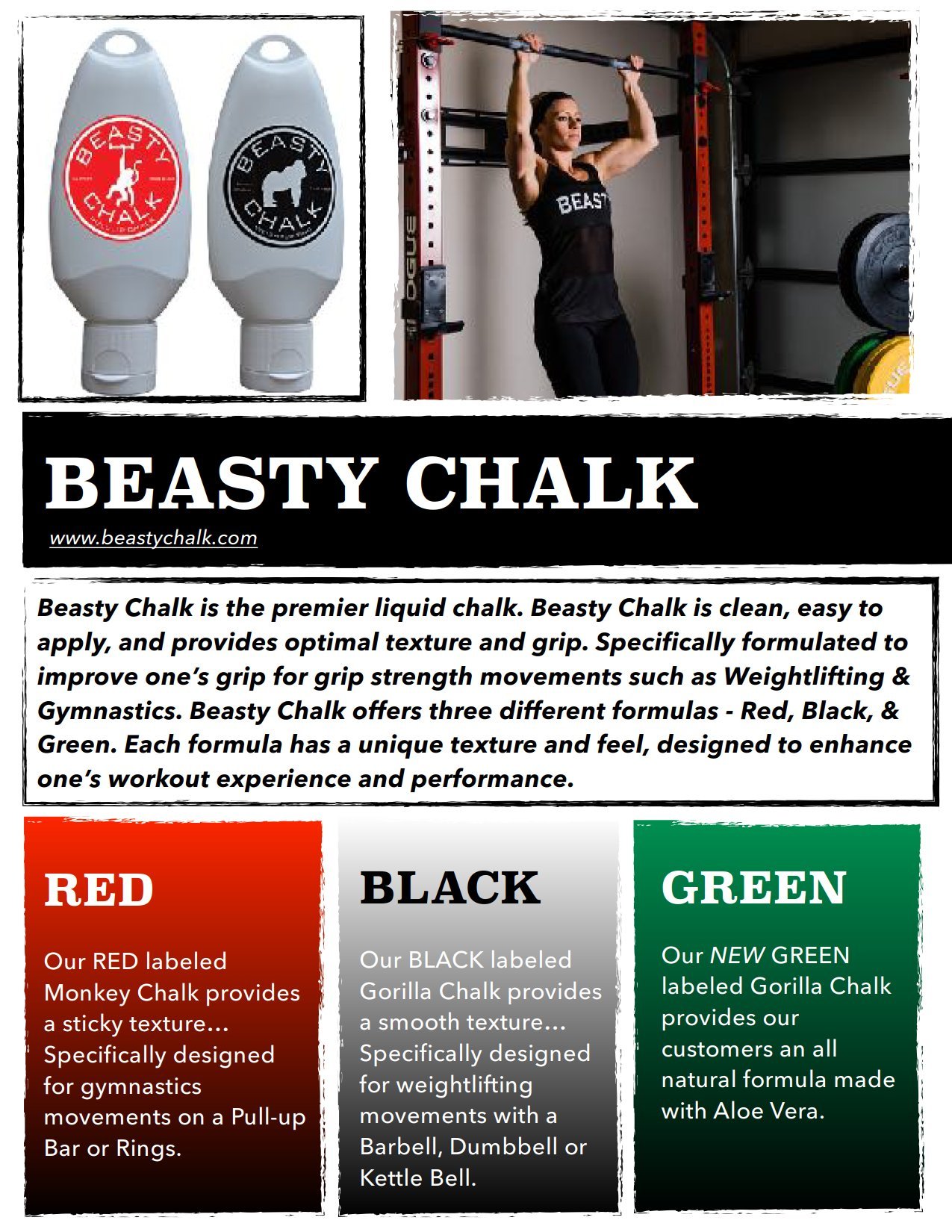 Beasty Chalk - Premium Liquid Chalk for Weightlifting, CrossFit, Gymnastics & Rock Climbing | 2 Pack 1.5oz Squeeze Bottles | Natural & IPA-Based Formula | Improves Grip for Gym, Workouts & Sports Training