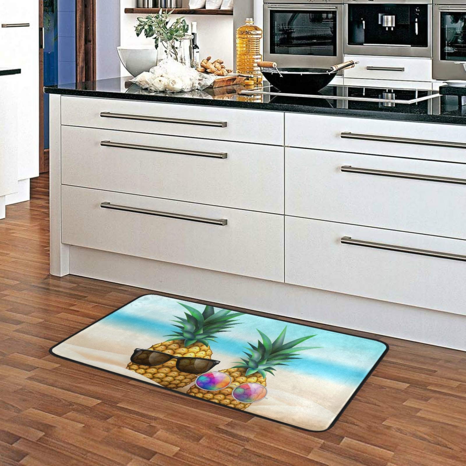 Non-Slip Pineapple Kitchen Rug Mat 39x20 Inch - Funny Soft Bathroom Doormat & Runner for Home Decor - Perfect for Kitchen, Bathroom, Laundry Room & Entryway