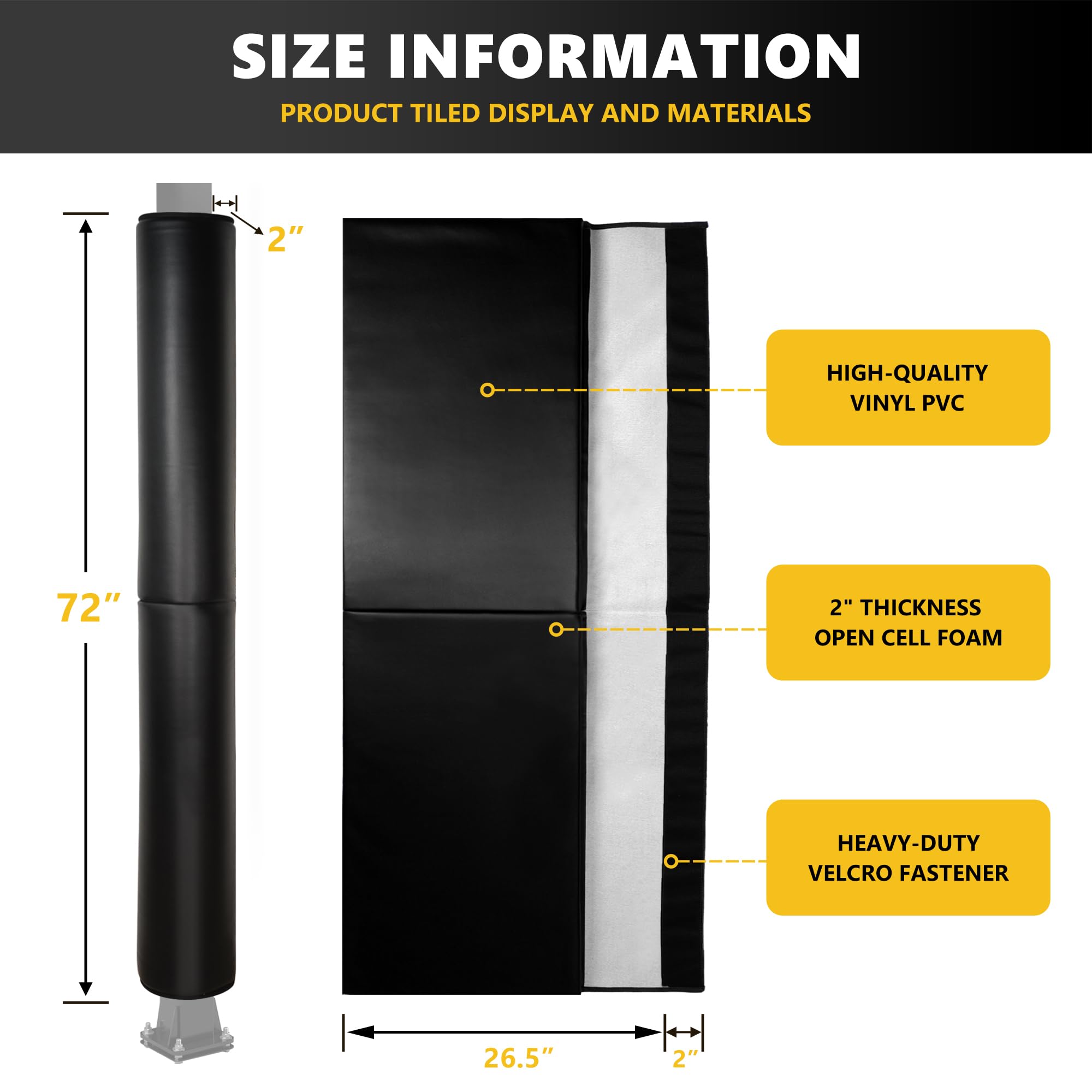 6 Feet Tall Round and Square Pole Pad - 2
