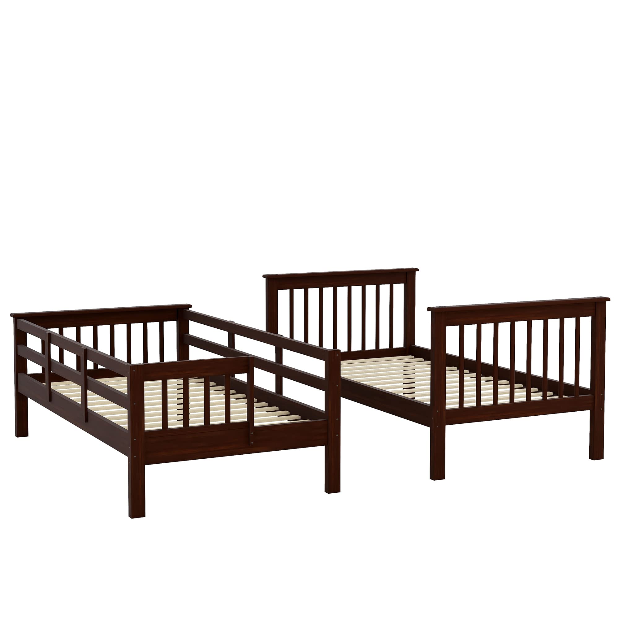 Harper & Bright Designs Twin Over Twin Bunk Bed with Stairs - Solid Wood Bunk Bed Frame with Storage & Guard Rail for Kids, Teens, Adults - Perfect for Bedroom, Dorm, Guest Room & Small Spaces (Espresso)