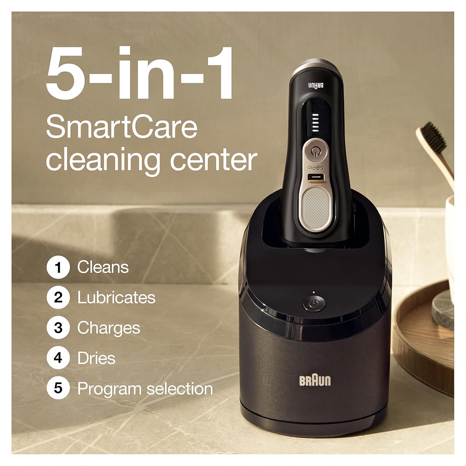 Braun Series 9 Pro 9460cc Electric Razor for Men - Waterproof Foil Shaver with ProLift Beard Trimmer, Wet & Dry Shaving, 5-in-1 SmartCare Cleaning & Charging Center - Perfect for Bald Head Shaving & Daily Grooming at Home or Travel