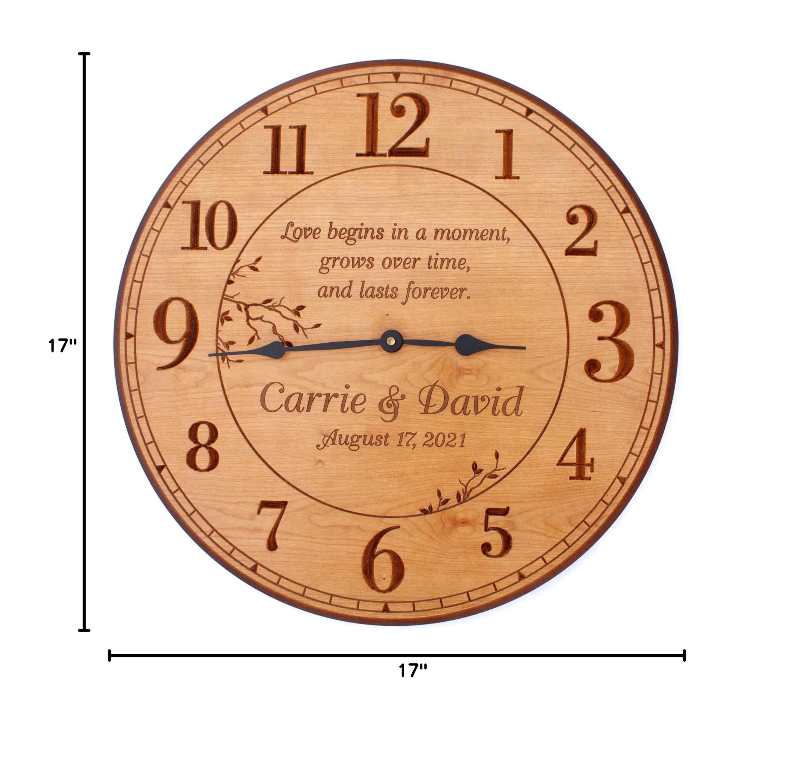 17 Inch Personalized Wall Clock - Custom Anniversary Gift for Home, Office & Decor | Unique Engraved Design for Living Room, Bedroom, Wedding Present