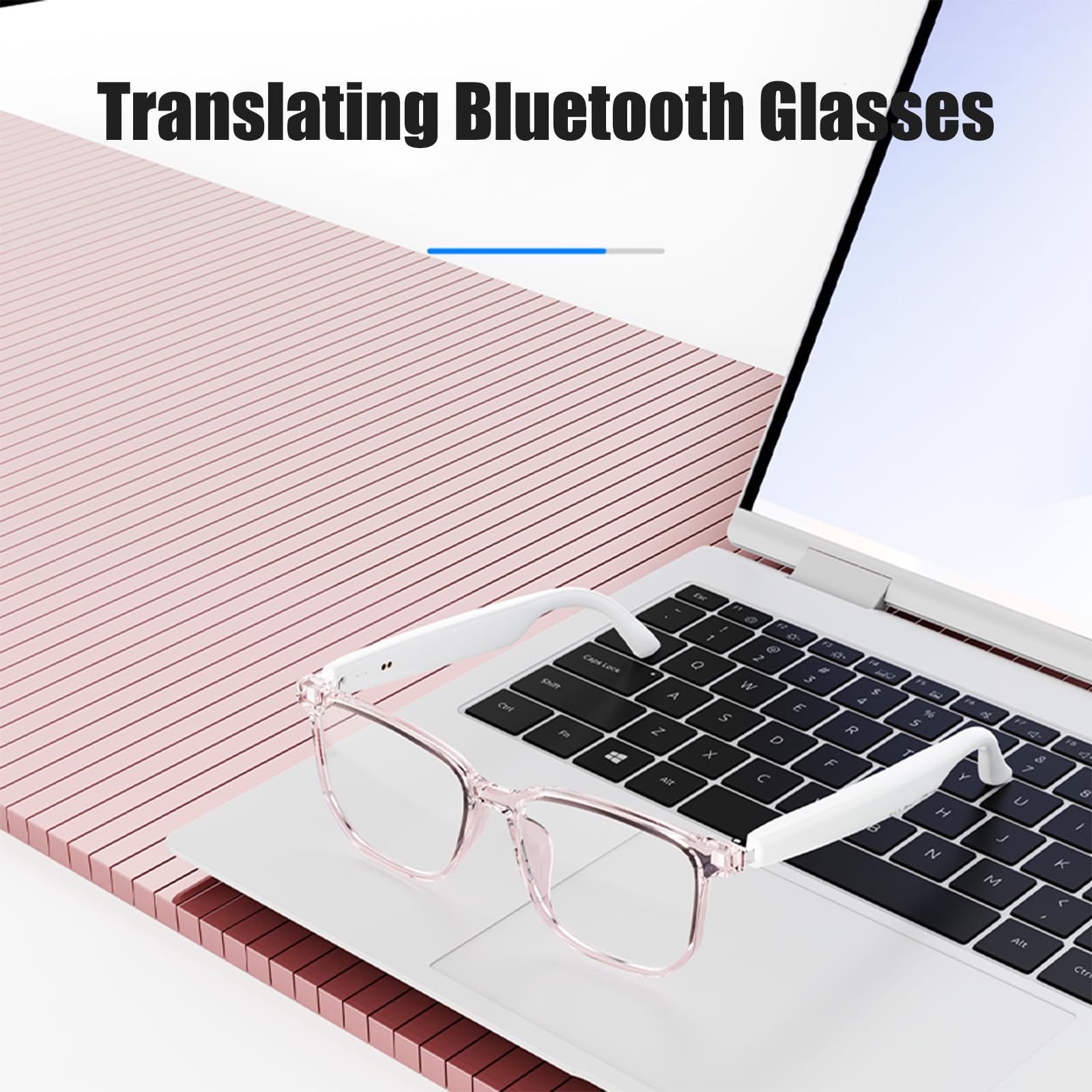 AI Smart Glasses with Real-Time Translation - Wireless Bluetooth Translator Glasses Supporting 75 Languages | Smart Music Glasses for Business Professionals | Perfect for International Meetings, Travel & Hands-Free Calling