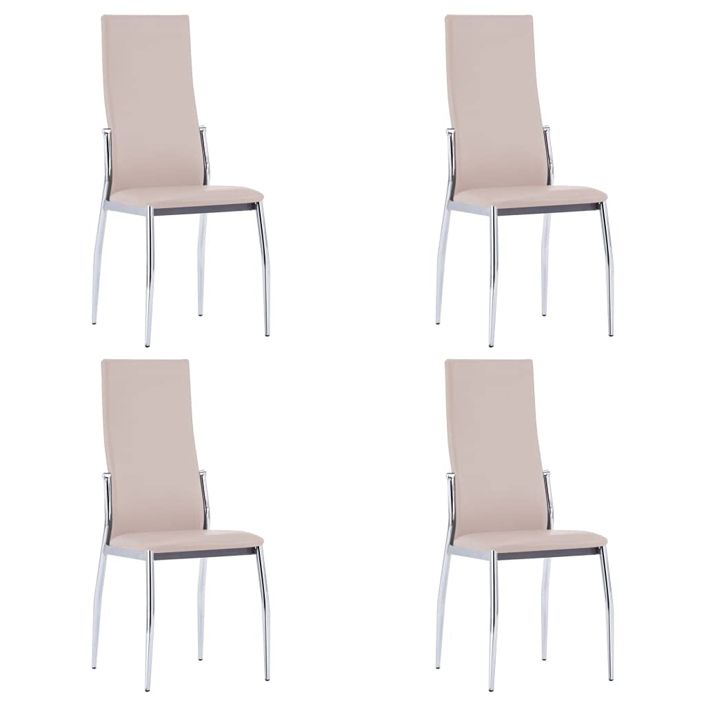 4-Piece Cappuccino Faux Leather Dining Chairs Set - Modern PU Leather Kitchen, Restaurant & Home Dining Chairs for Bedroom, Living Room, and Office Use