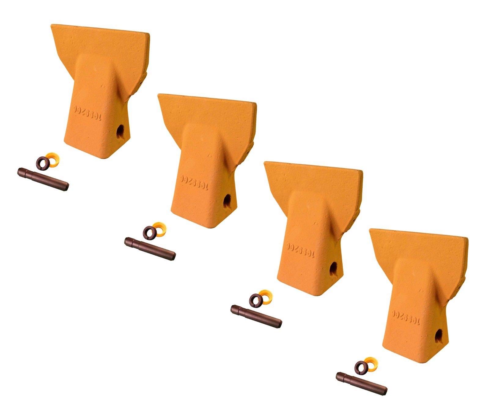 J200 Style Backhoe Bucket Flare Teeth with Pins & Retainers - Compatible with Cat 4 Models (109-9200) - Ideal for Digging, Trenching & Construction Projects