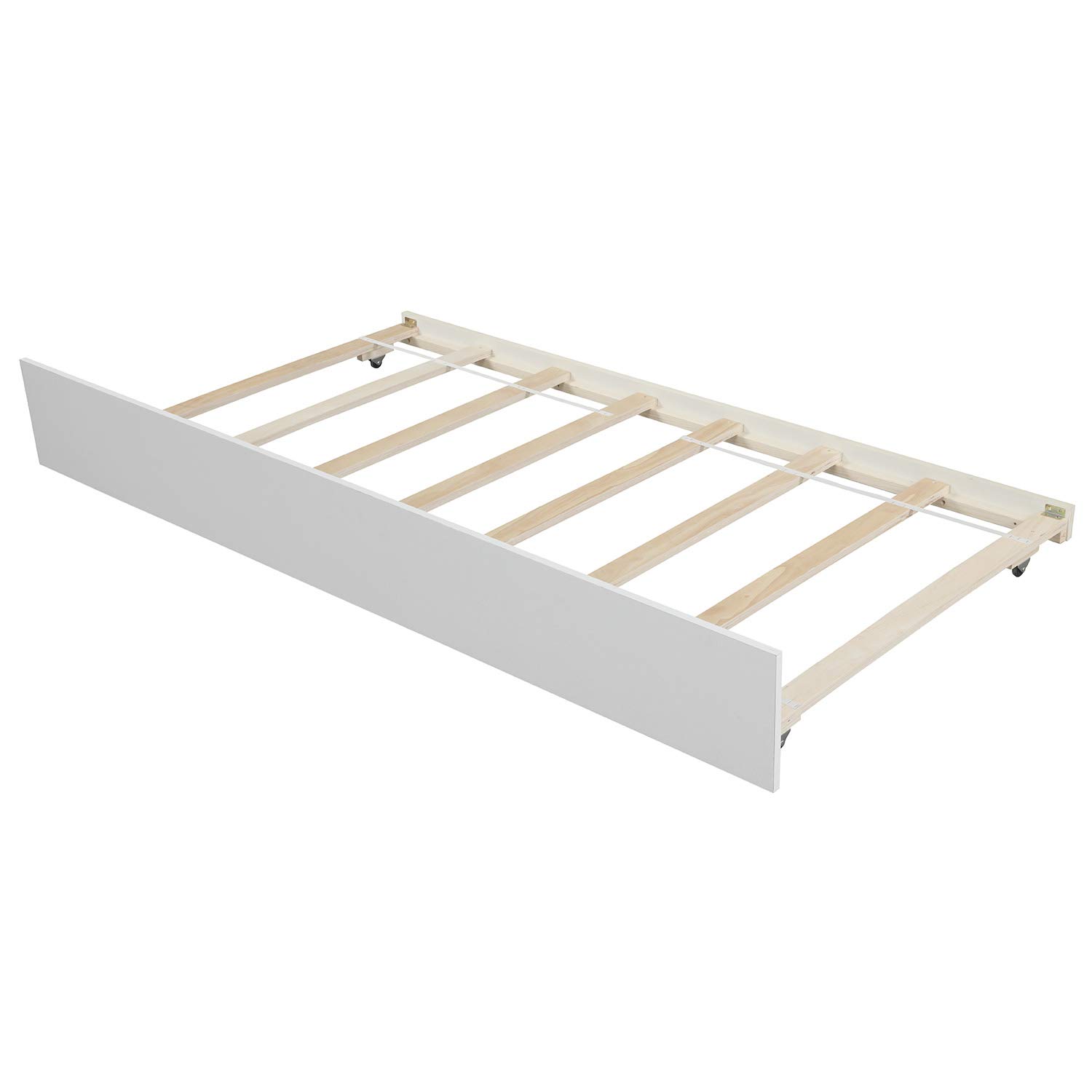 Harper & Bright Designs Twin Size Wood Platform Bed with Headboard & Trundle - Kids Bed Frame with Slat Support, No Box Spring Needed (White) - Perfect for Small Spaces, Guest Rooms & Children's Bedrooms