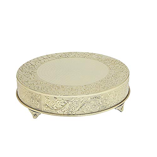 22-Inch Gold Round Embossed Cake Stand - Elegant Wedding & Birthday Party Dessert Display - Perfect for Centerpieces, Buffets & Special Events