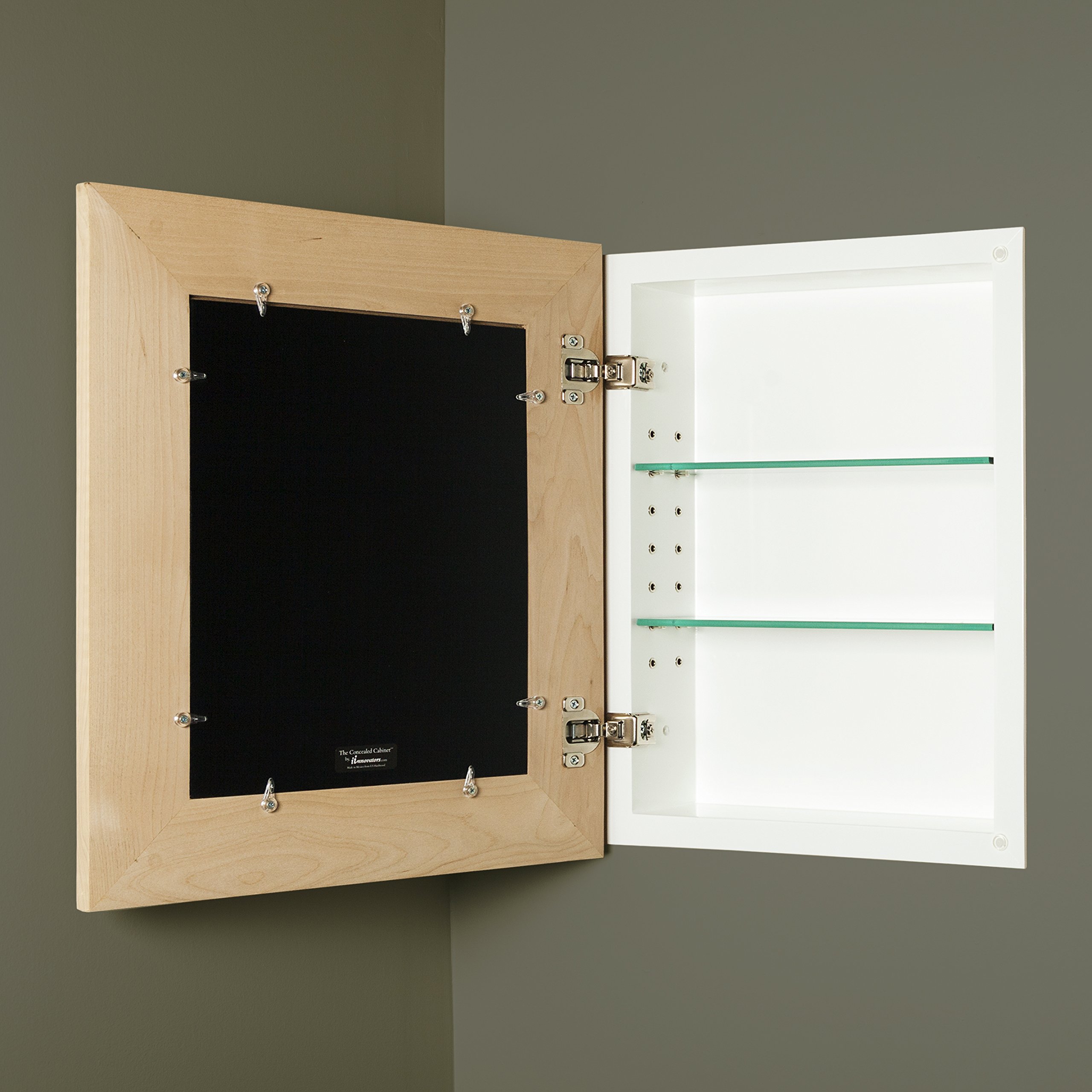 Fox Hollow Furnishings 14x18 Inch Recessed Medicine Cabinet with Mirror - Wall Mounted Bathroom Storage with 2 Adjustable Shelves, Unfinished Flat Surface - Perfect for Small Bathrooms, Powder Rooms and Vanity Areas