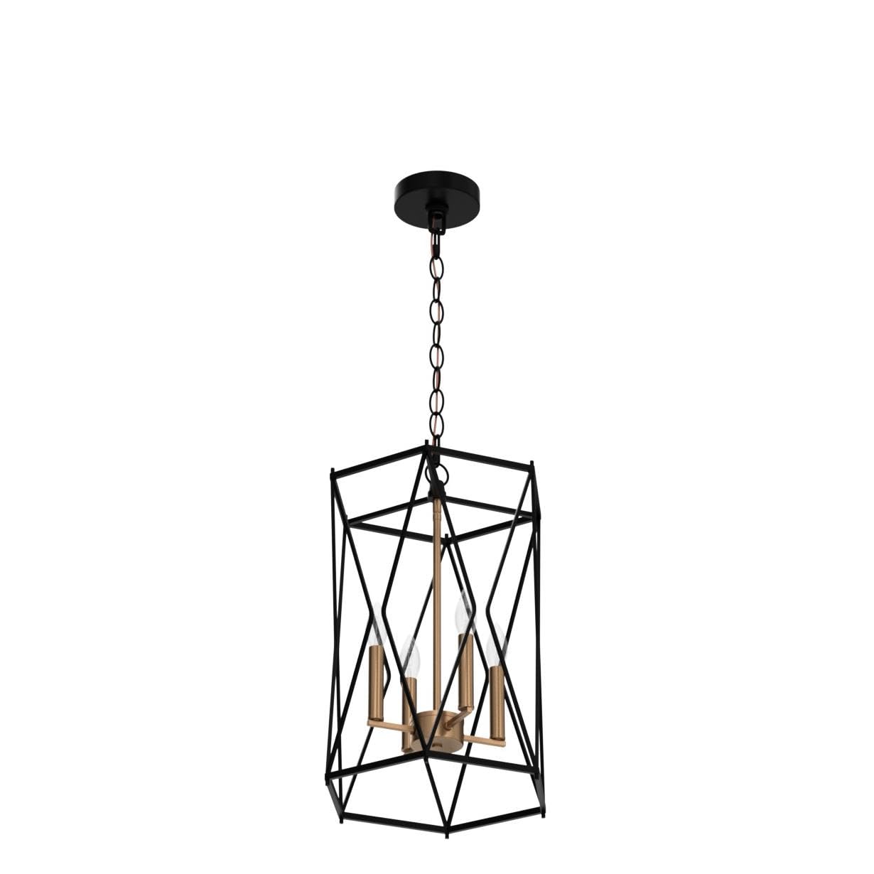 Durent Lighting Black and Gold Chandelier - Modern 4-Light Cage Chandelier Fixture for Dining Room, Bedroom, Living Room, Kitchen Island & Foyer | Elegant Lighting for Home Decor, Wedding & Restaurant Ambiance