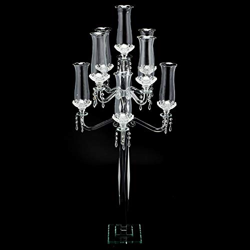 Elegant 9-Arm Crystal Candelabra with Glass Globes for Dining Decor