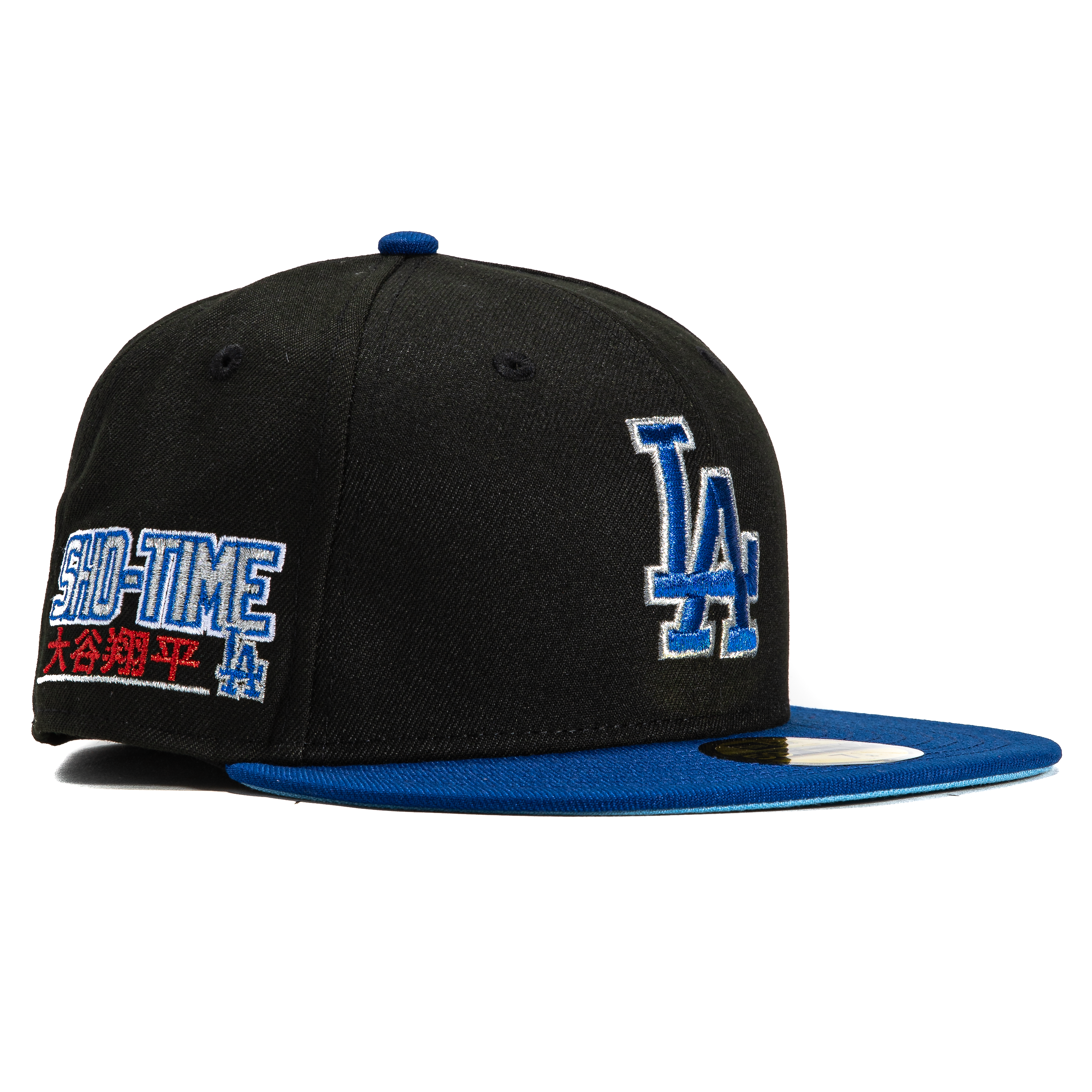 New Era 59Fifty Los Angeles Dodgers Shohei Ohtani Patch Snapback Hat - Black & Royal Blue Baseball Cap for Men, Game Day & Streetwear Fashion