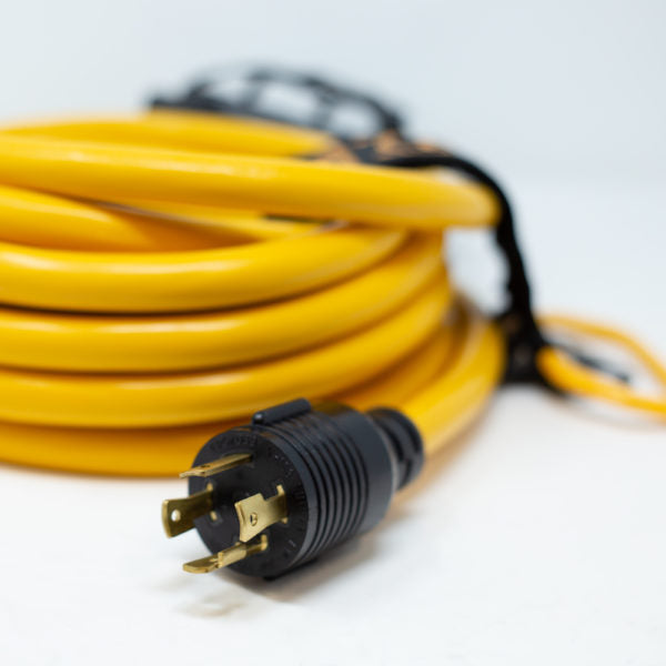 25' Heavy Duty L14-30P to (4) 5-20R Power Cord with Storage Strap | 30 Amp 125/250V Extension Cable for Generators, RVs & Outdoor Power Distribution | Perfect for Camping, Job Sites & Emergency Backup