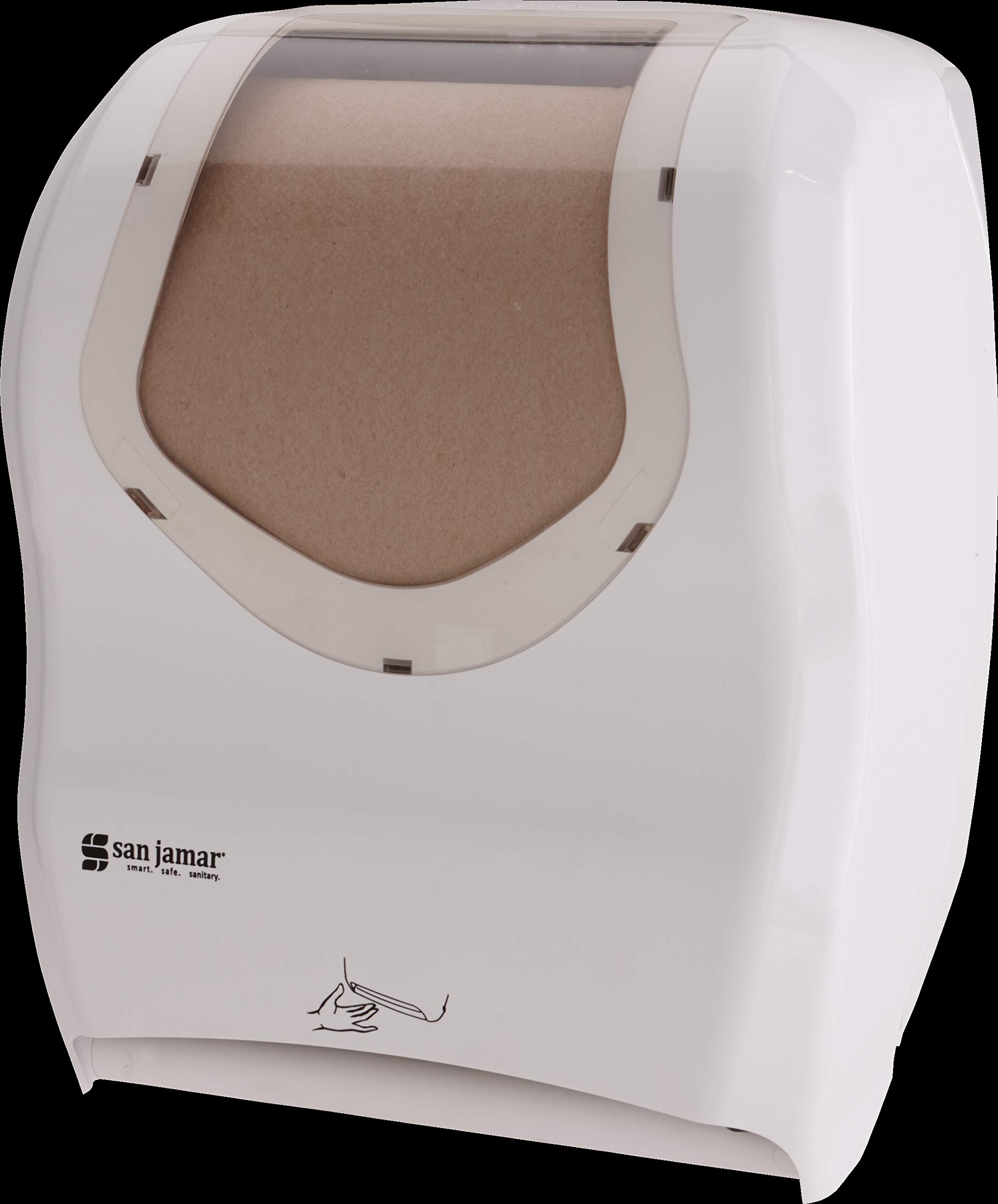 San Jamar Summit Smart System with IQ Sensor Paper Towel Dispenser - Touchless Operation for Standard & 4-Inch Core Rolls - Ideal for Bathrooms, Kitchens, Restaurants & Office Spaces - White Plastic Hygienic Solution