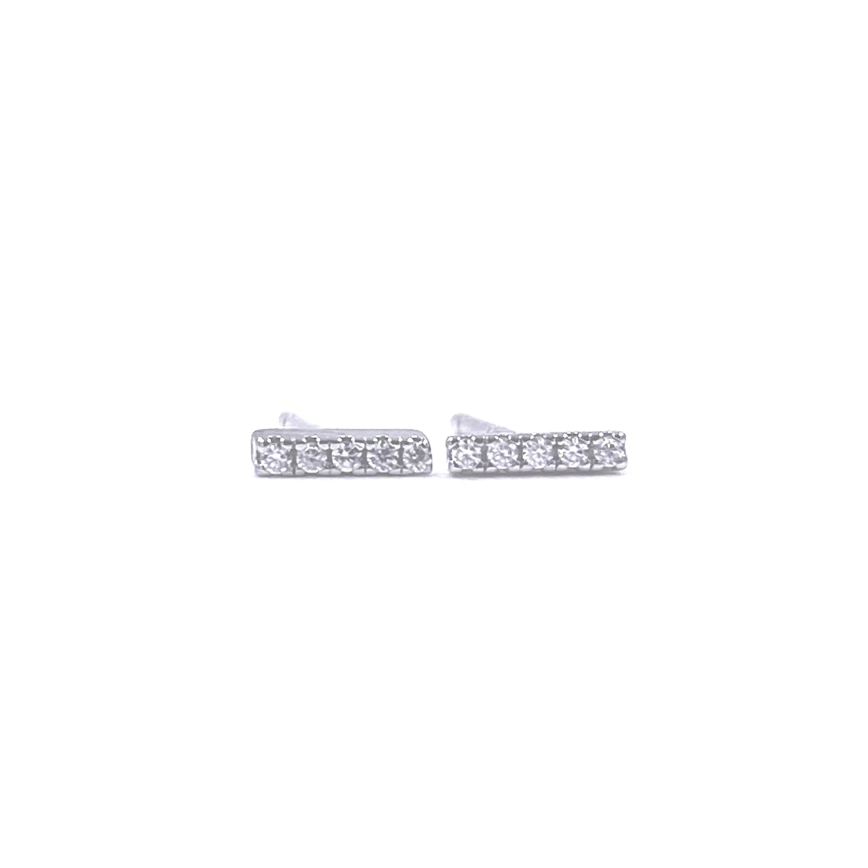 Ashley Gold Sterling Silver 5 CZ Bar Stud Earrings for Women - Elegant Cubic Zirconia Jewelry for Everyday Wear & Special Occasions
