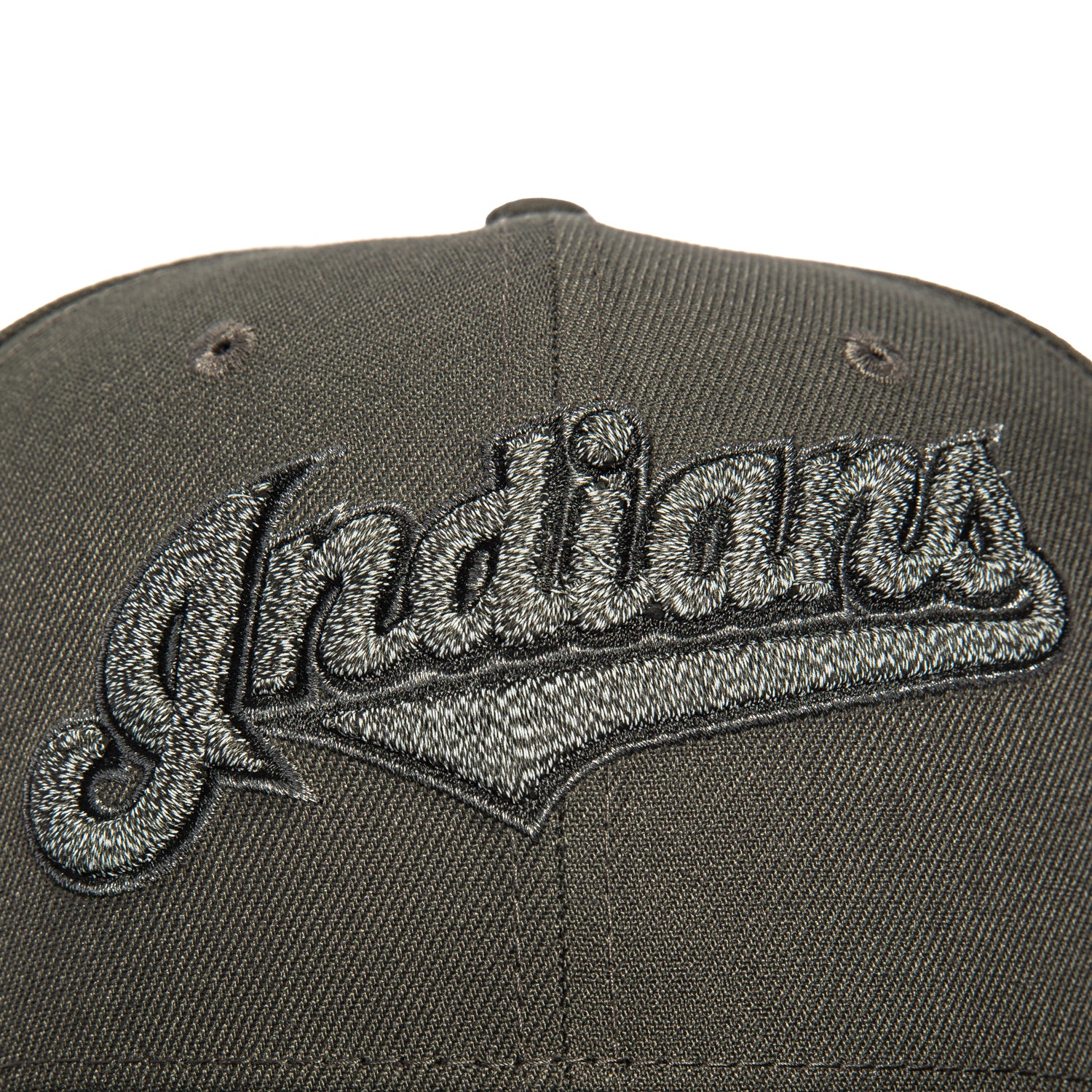 New Era 59Fifty Reflective Cleveland Indians 10th Anniversary Stadium Patch Script Hat - Graphite Color Adjustable Baseball Cap for Sports Fans & Streetwear Fashion