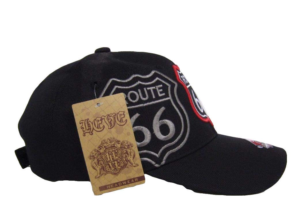 Vintage Route 66 Embroidered Baseball Cap - Black Shadow Trucker Hat with Classic RTE 66 Design | Perfect for Road Trips, Motorcycle Rides & Retro Fashion