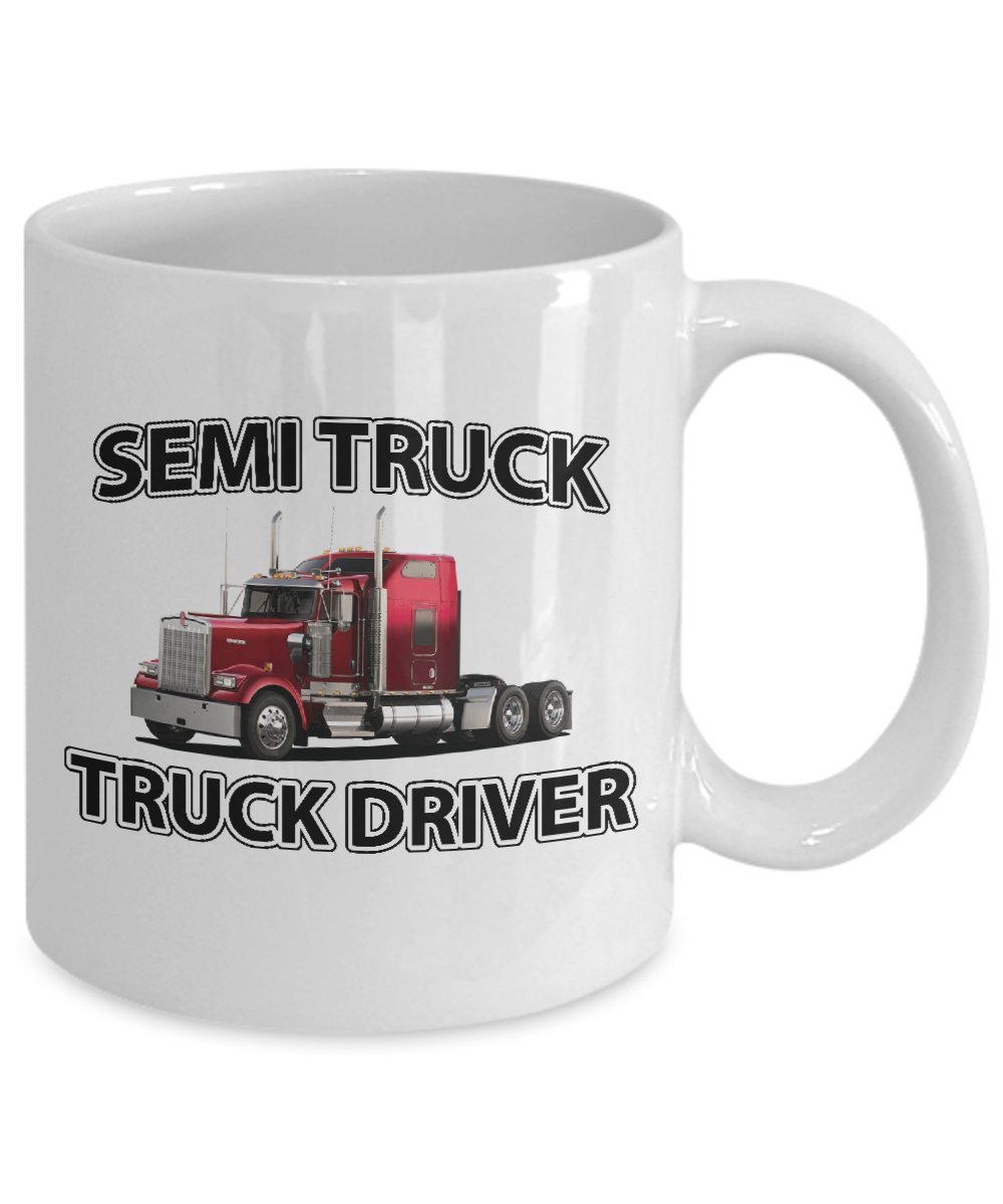 mmandiDESIGNS Semi Truck Driver Coffee Mug - 11oz Ceramic Travel Mug for Men & Women - Perfect Gift for Truck Drivers, Road Trips & Office Use