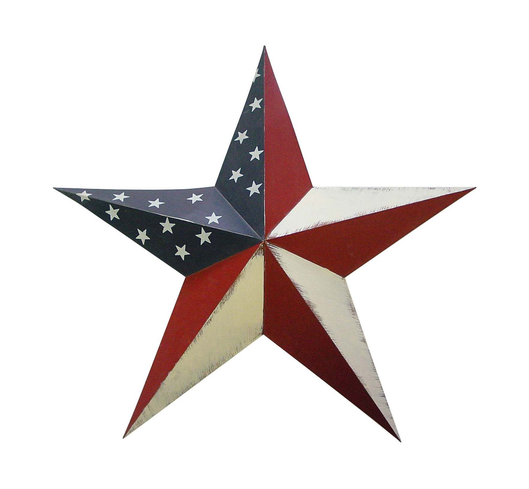 Hand-Painted Americana Star Metal Wall Decor - Small Patriotic Home Decoration for Living Room, Bedroom, or Front Porch