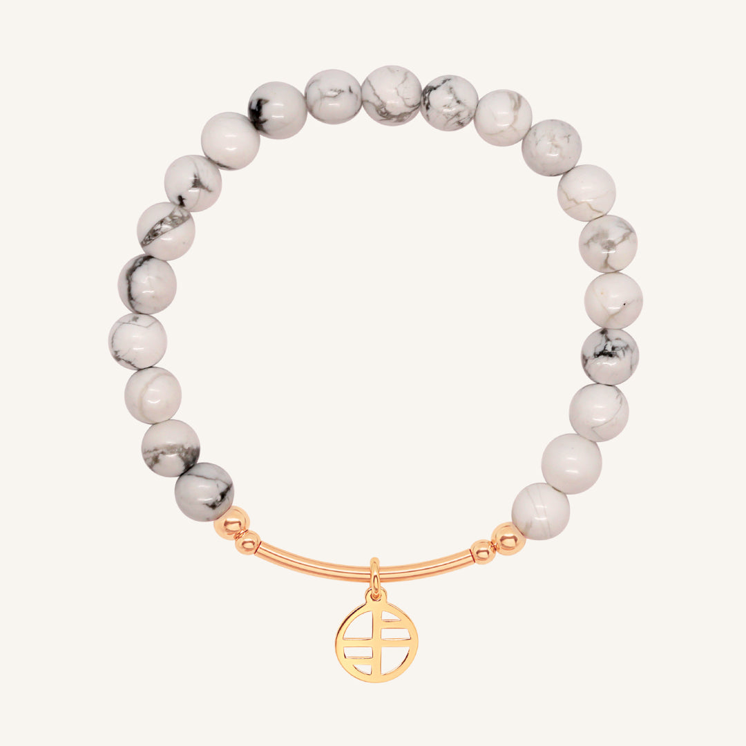 Howlite Charm Bracelet - Stone of Clarity & Healing Crystal for Stress Relief - Perfect for Meditation, Yoga & Spiritual Healing