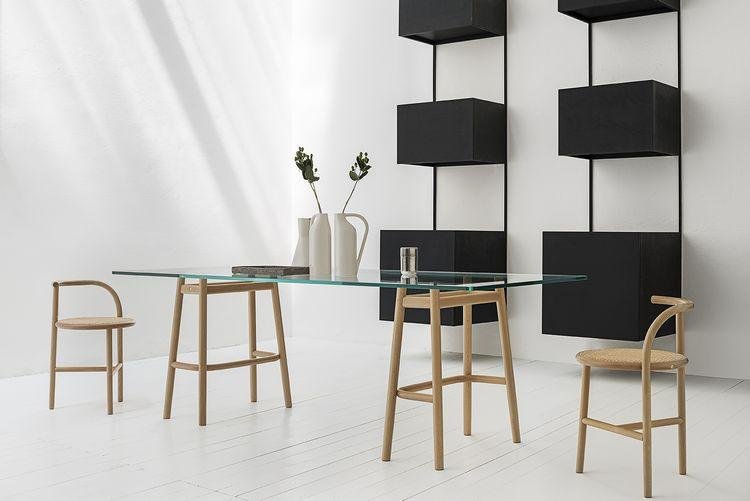 GTV Nendo Single Curve Modern Dining Table - Stylish & Minimalist Design for Small Spaces, Apartments, and Contemporary Dining Rooms