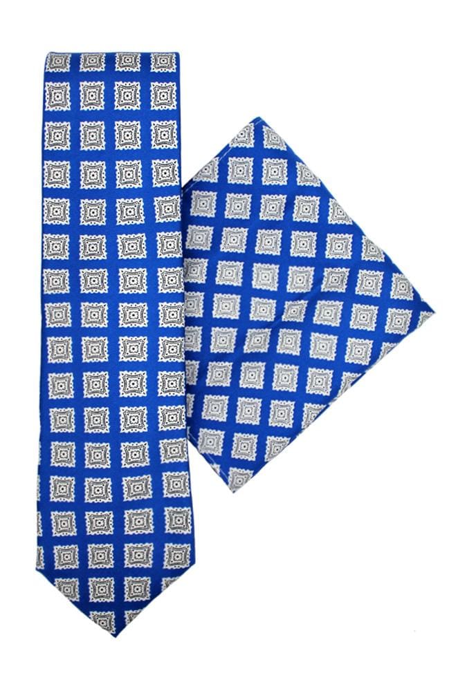Luxury L A Smith Royal Foulard Silk Tie and Pocket Square Set - Elegant Necktie & Handkerchief Combo for Weddings, Business Meetings & Formal Events