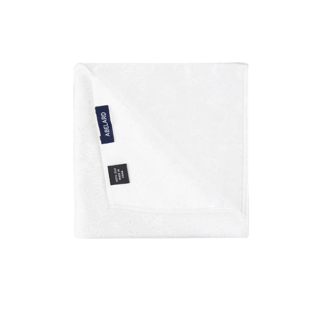 ABELARD Paisley Pocket Square - Elegant White Silk Handkerchief for Men | Perfect for Weddings, Business Meetings & Formal Occasions