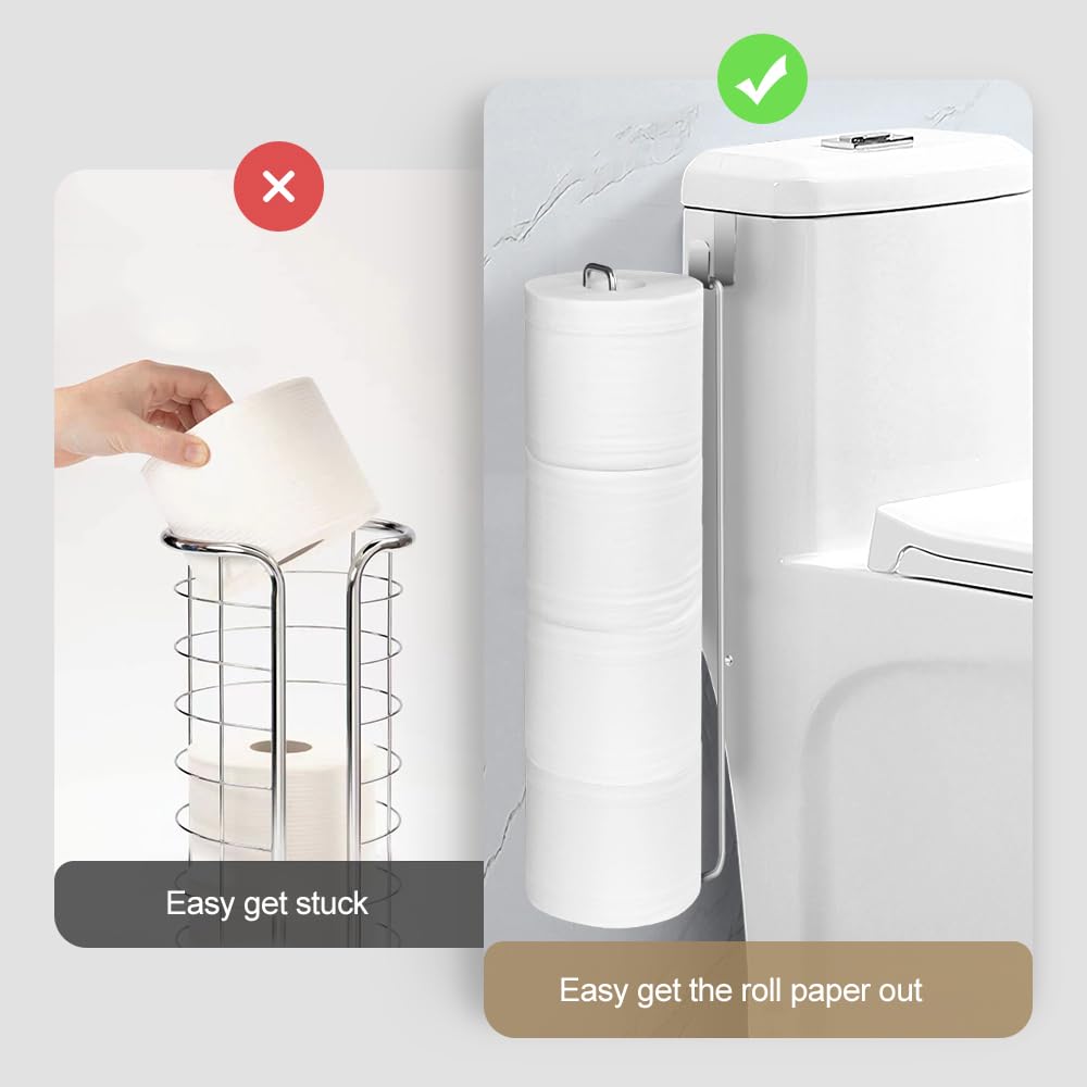 Over The Tank Toilet Paper Holder - Brushed Nickel Wall Mount Metal Tissue Roll Dispenser - Bathroom Storage Organizer with Adhesive Backing (1 Pack) - Perfect for Small Bathrooms, RVs & Space-Saving Solutions