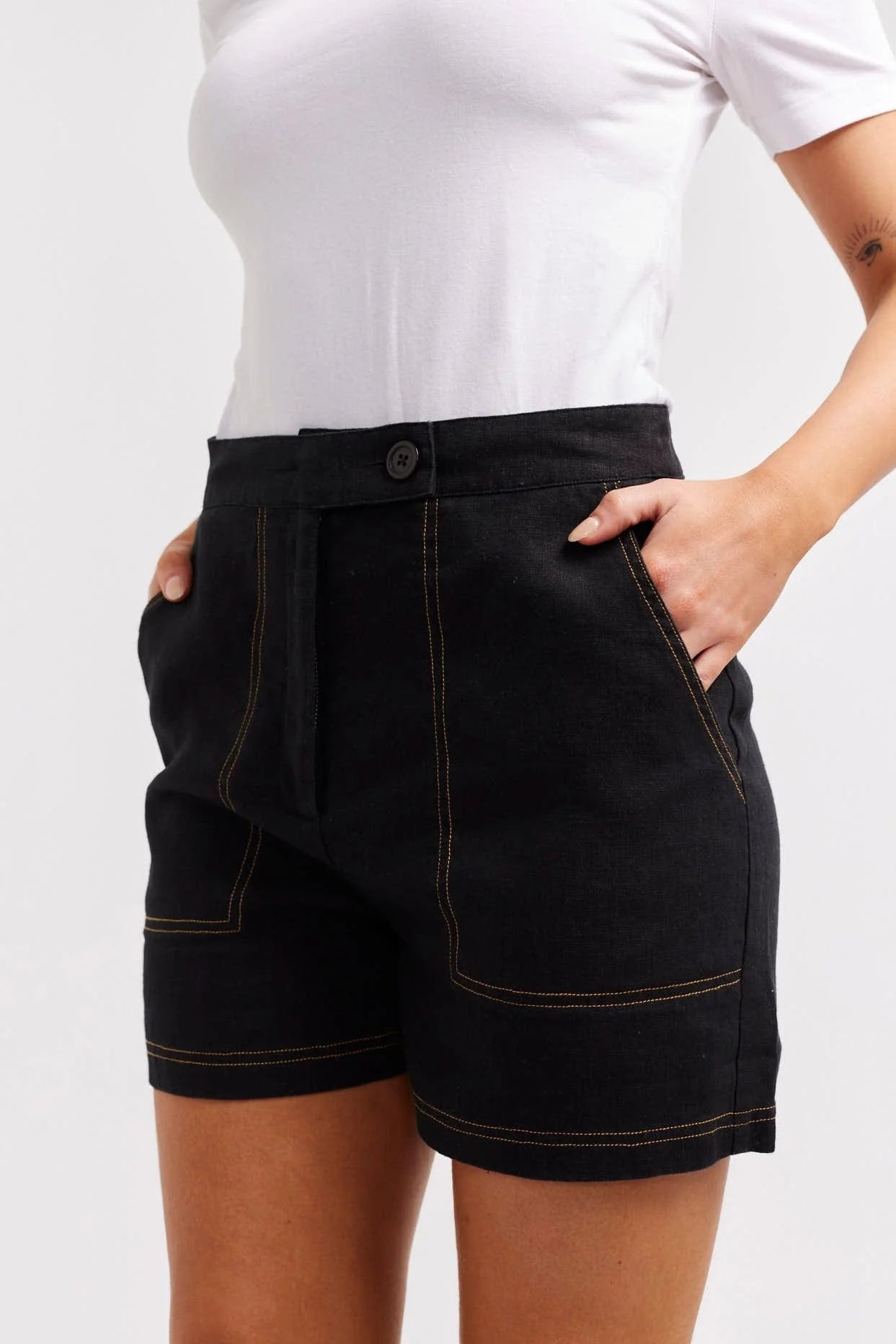 CLIO Linen Shorts for Women - Black Summer Casual Shorts | Comfortable & Breathable for Beach, Travel, and Everyday Wear
