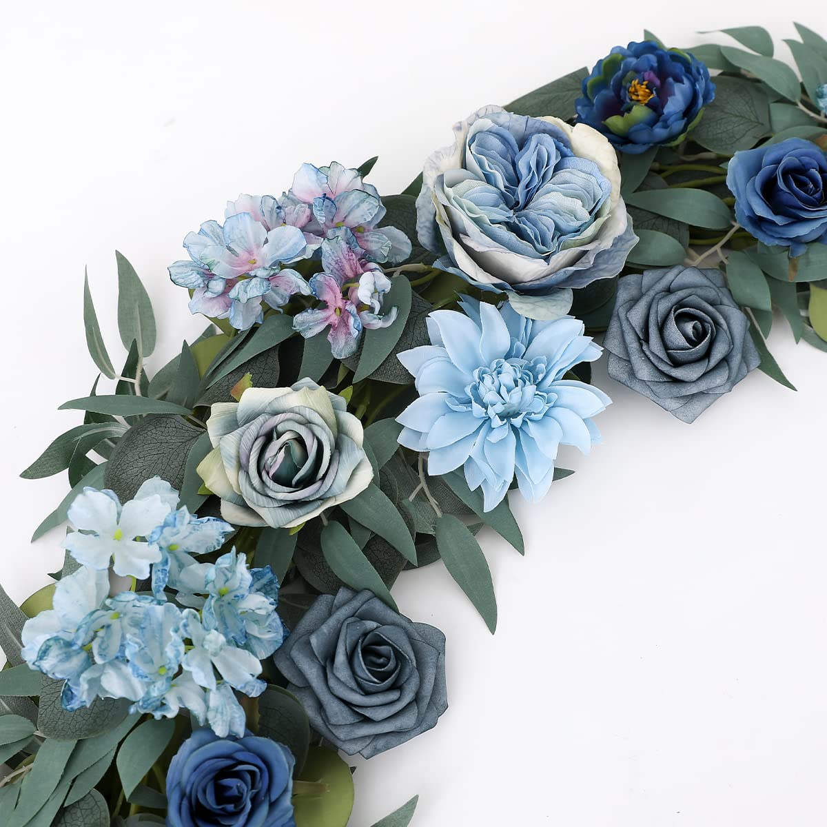Dusty Blue Artificial Flowers Combo Set - DIY Wedding Bouquet, Bridal Shower Arrangements, Home Decor (White Blue Roses) | Perfect for Wedding Centerpieces, Table Decor & Party Decorations