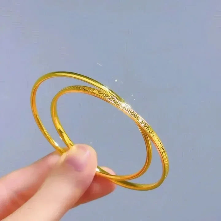 Double Ring Bracelet for Women - Minimalist Stackable Jewelry for Everyday Wear & Layering - Perfect for Casual, Office & Date Night Outfits