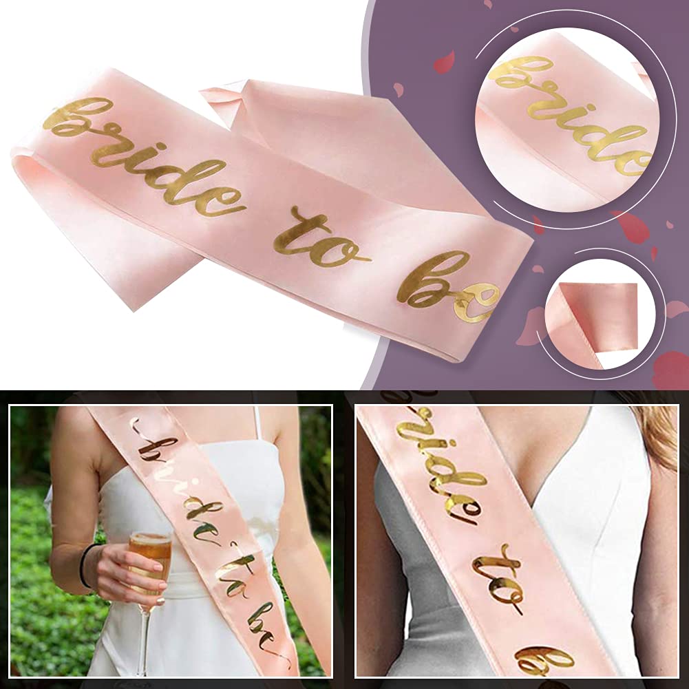 Bride to Be Sash and Veil Set - Rose Gold Wedding Accessories with Tiara, Headband & Decorations for Bachelorette, Bridal Shower & Hen Party - Perfect for Pre-Wedding Celebrations, Girls Night Out and Wedding Games