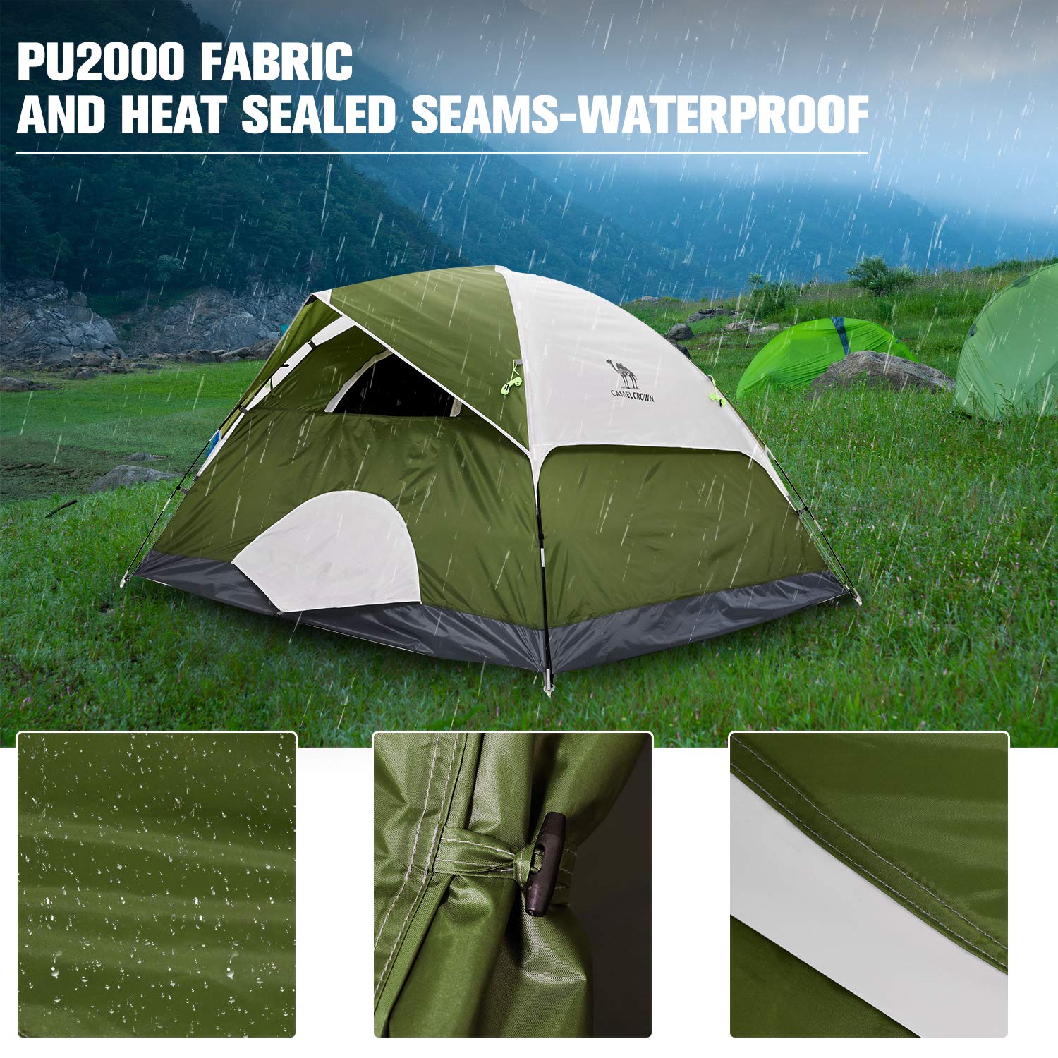 CAMEL CROWN 2-5 Person Waterproof Camping Tent - Lightweight for Hiking & Backpacking