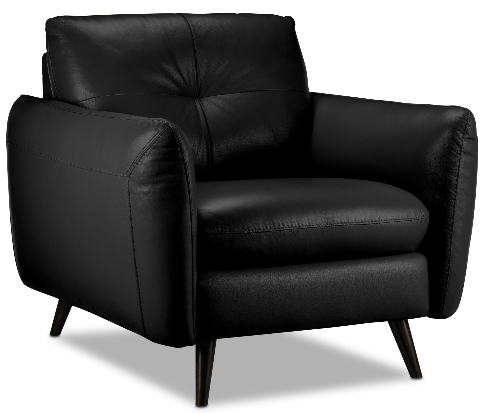 Premium Carlino Genuine Leather Chair - Black | Modern Living Room & Office Furniture for Comfort & Style