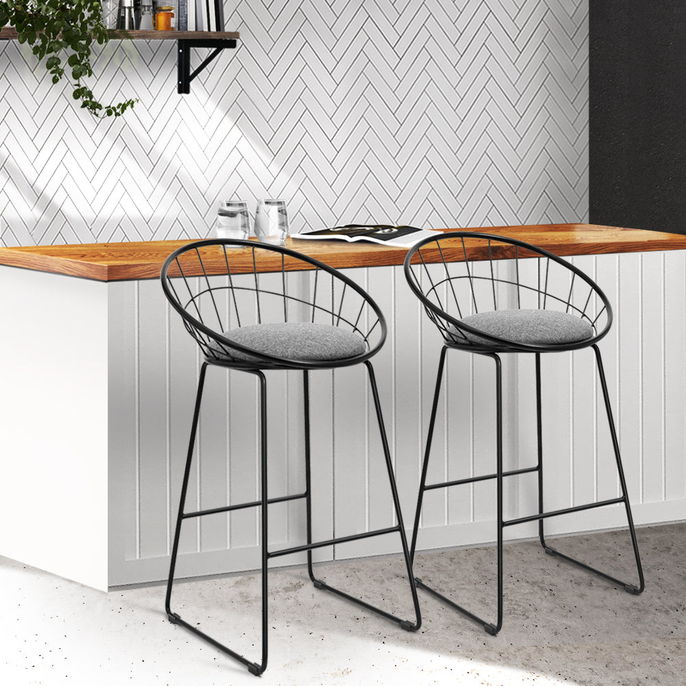2 Pack Bar Stools with Padded Seat & Metal Frame - Perfect for Kitchen Island, Breakfast Nook & Home Bar Decor
