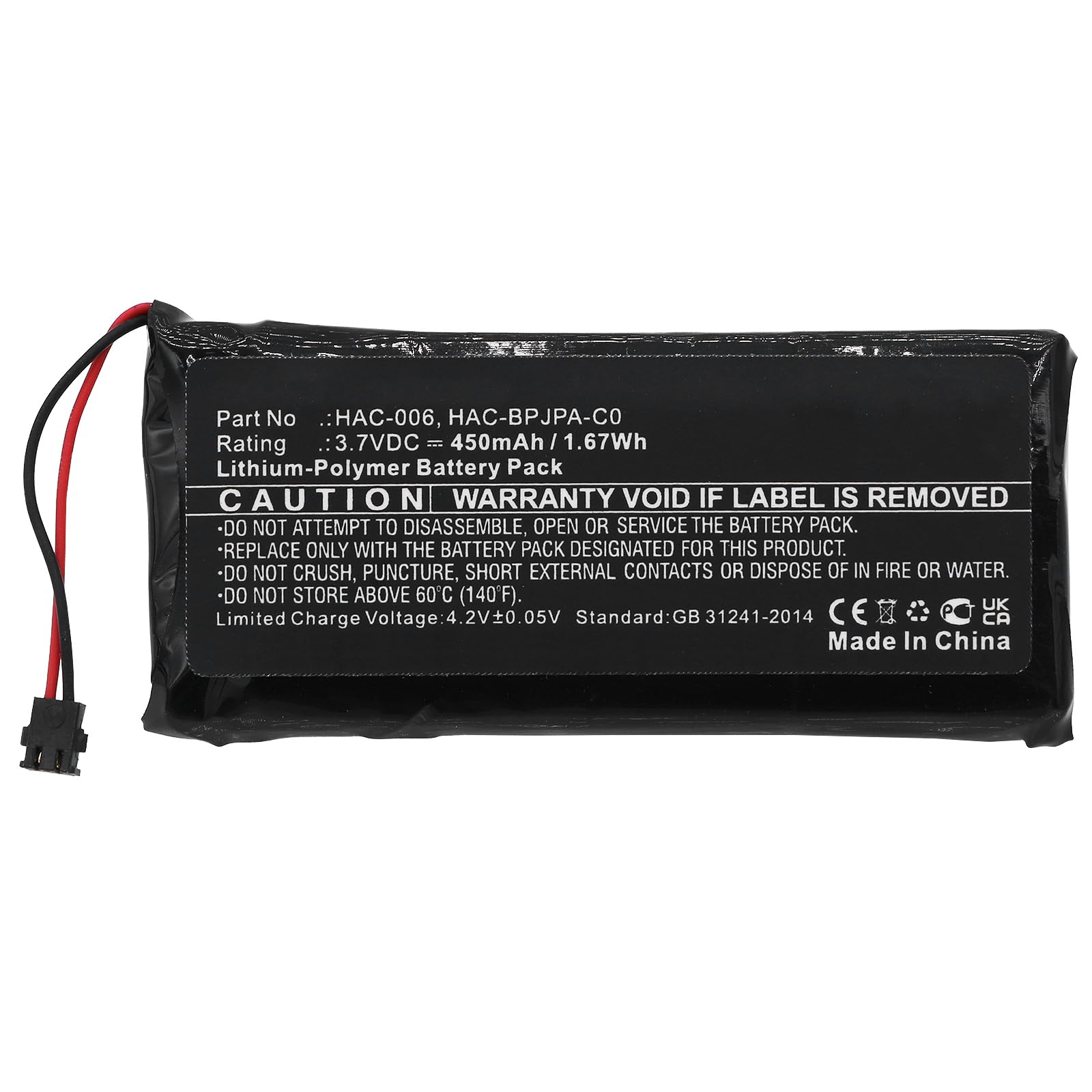 Synergy Digital Replacement Battery for Nintendo Switch Controller - 450mAh Li-Polymer High Capacity Battery (3.7V) - Compatible with HAC-006 Model - Perfect for Gaming Sessions & Travel Accessories