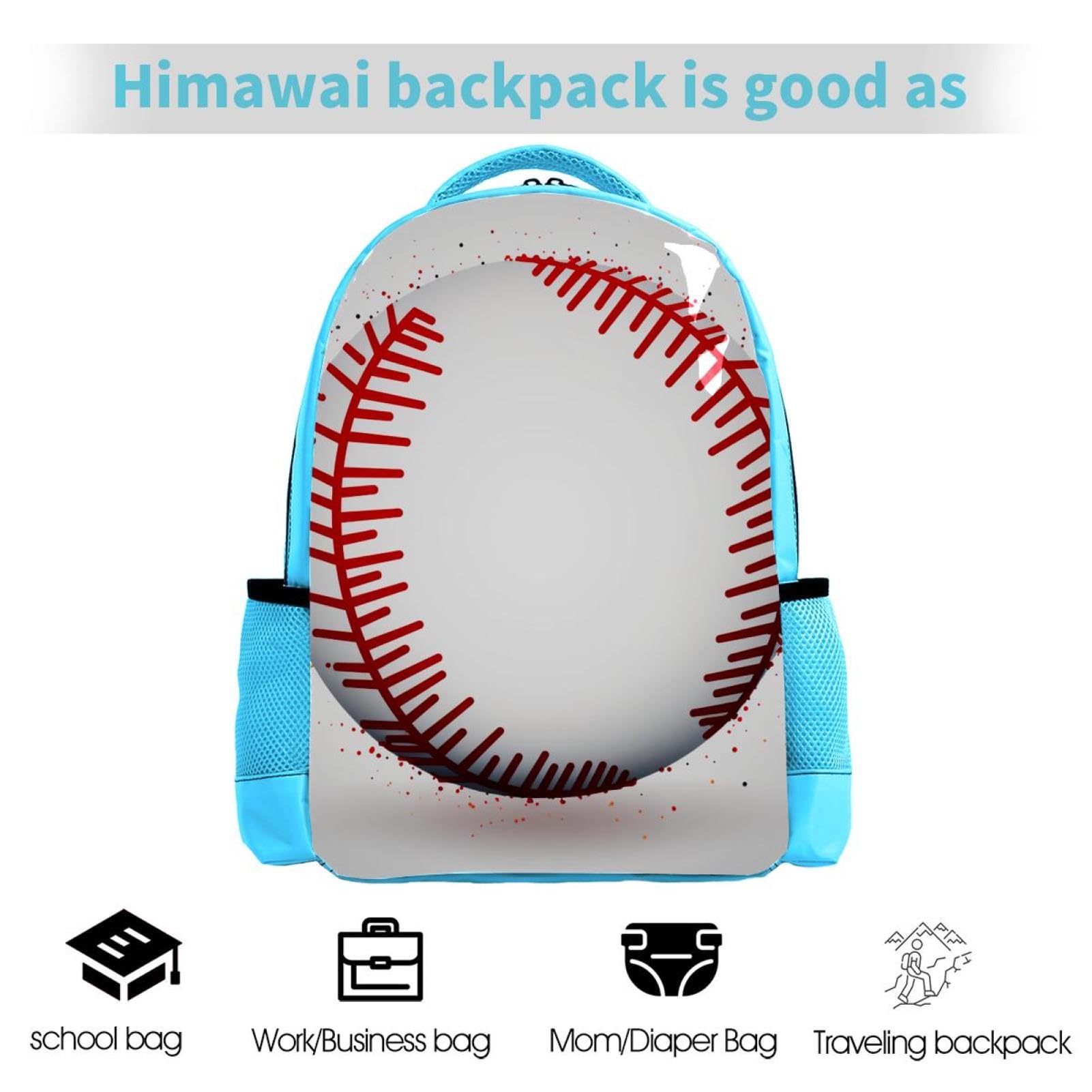 Stylish Travel & Work Backpack with Baseball Texture Print - Durable Laptop Backpack for Commuting, Business Trips & Outdoor Adventures