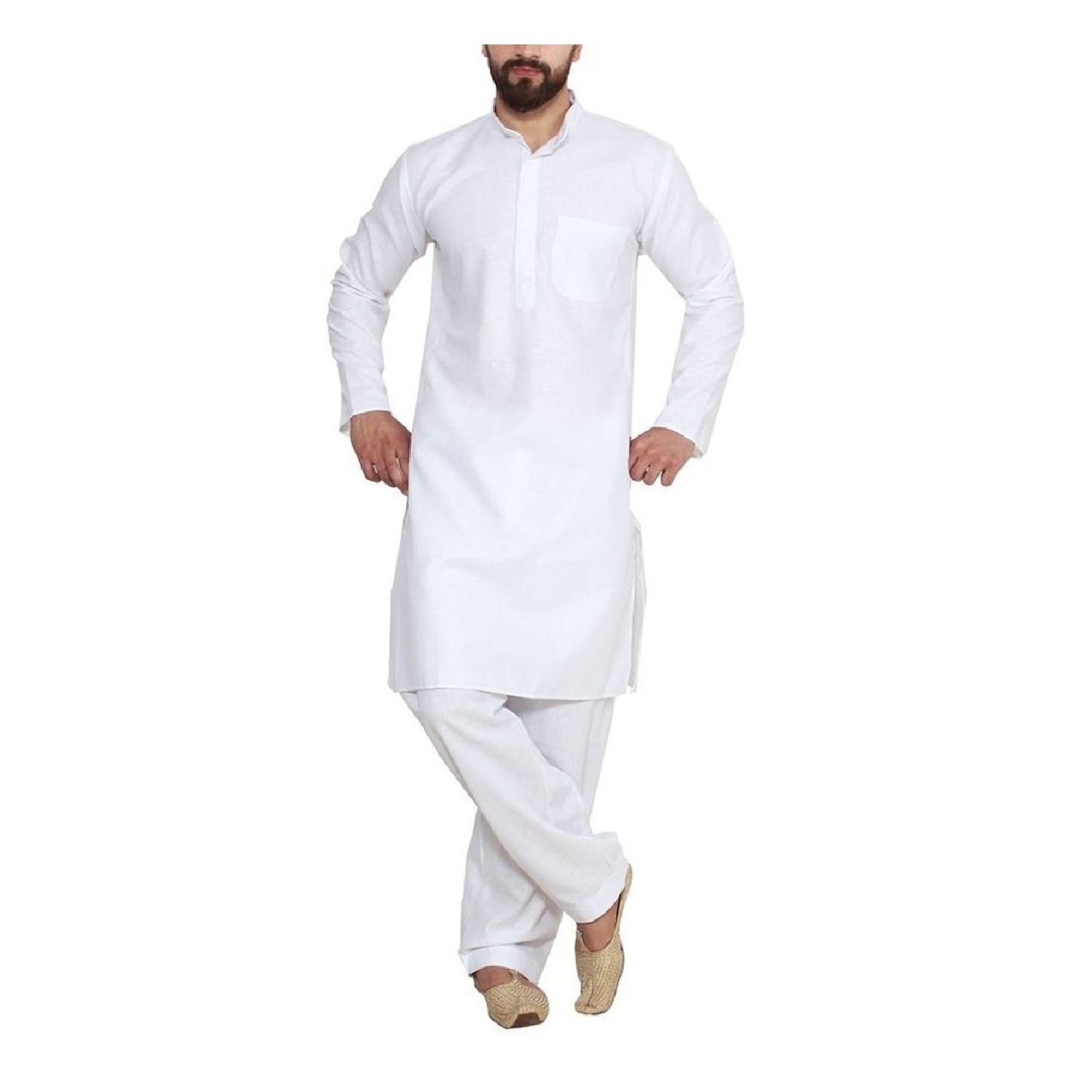 Men's Cotton Yoga Kurta Pajama Set - Comfortable & Breathable Traditional Indian Wear for Meditation, Workout & Relaxation