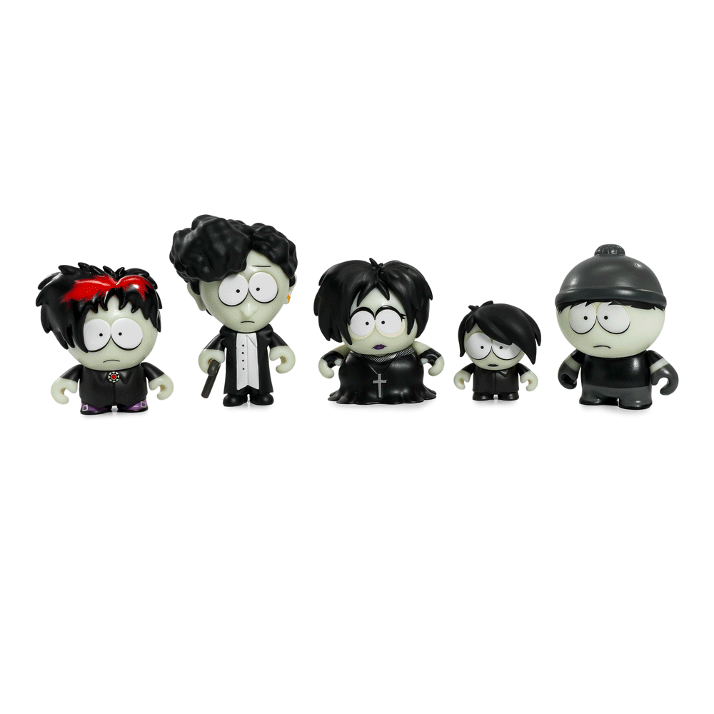 2024 Exclusive South Park Goth Kids Glow in The Dark Vinyl Figures 5-Pack Limited Edition Collectible – Perfect for Fans, Night Display & Pop Culture Collections
