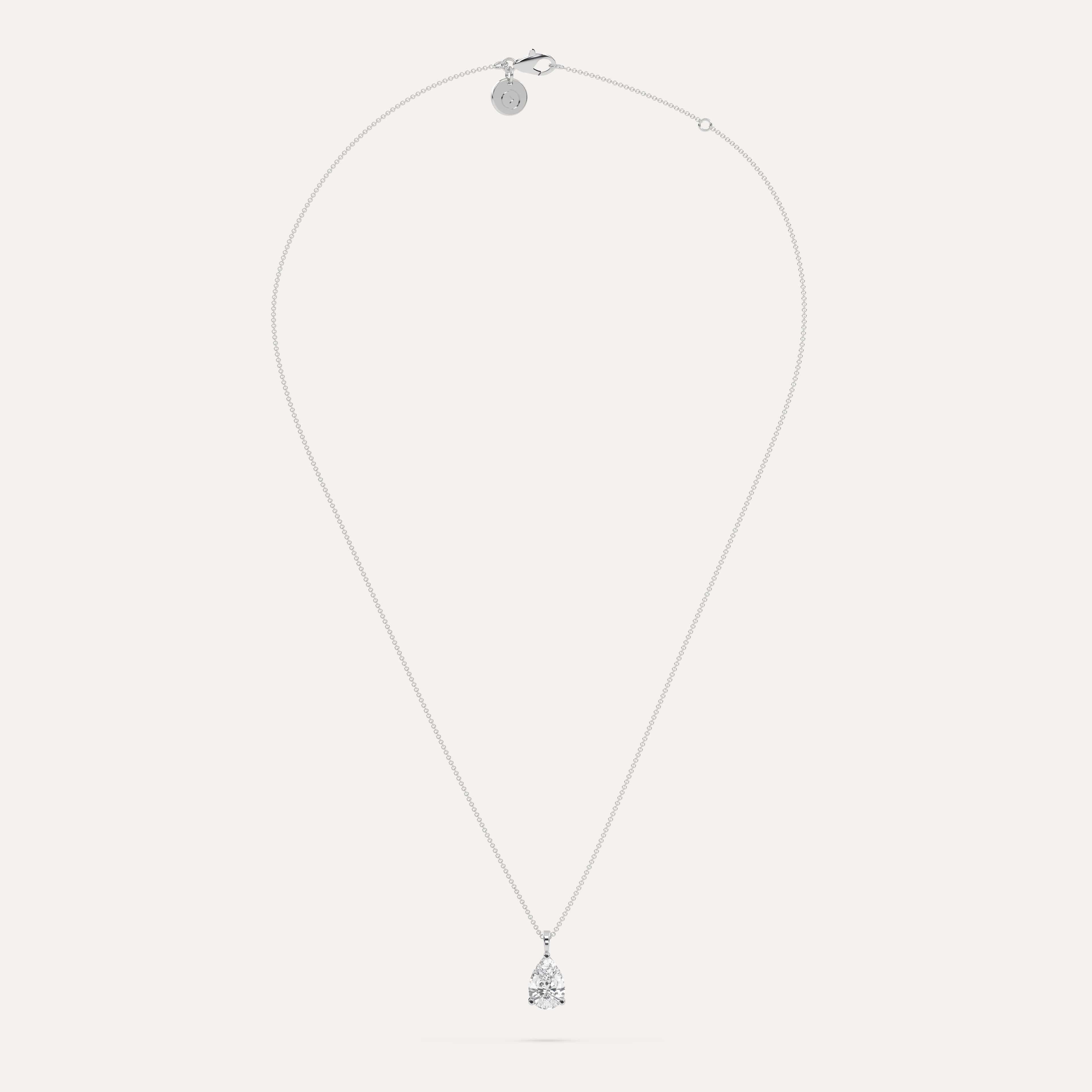 2 Carat Pear-Shaped Diamond Pendant Necklace - 14K White Gold Solitaire Jewelry for Women - Perfect for Weddings, Anniversaries & Special Occasions