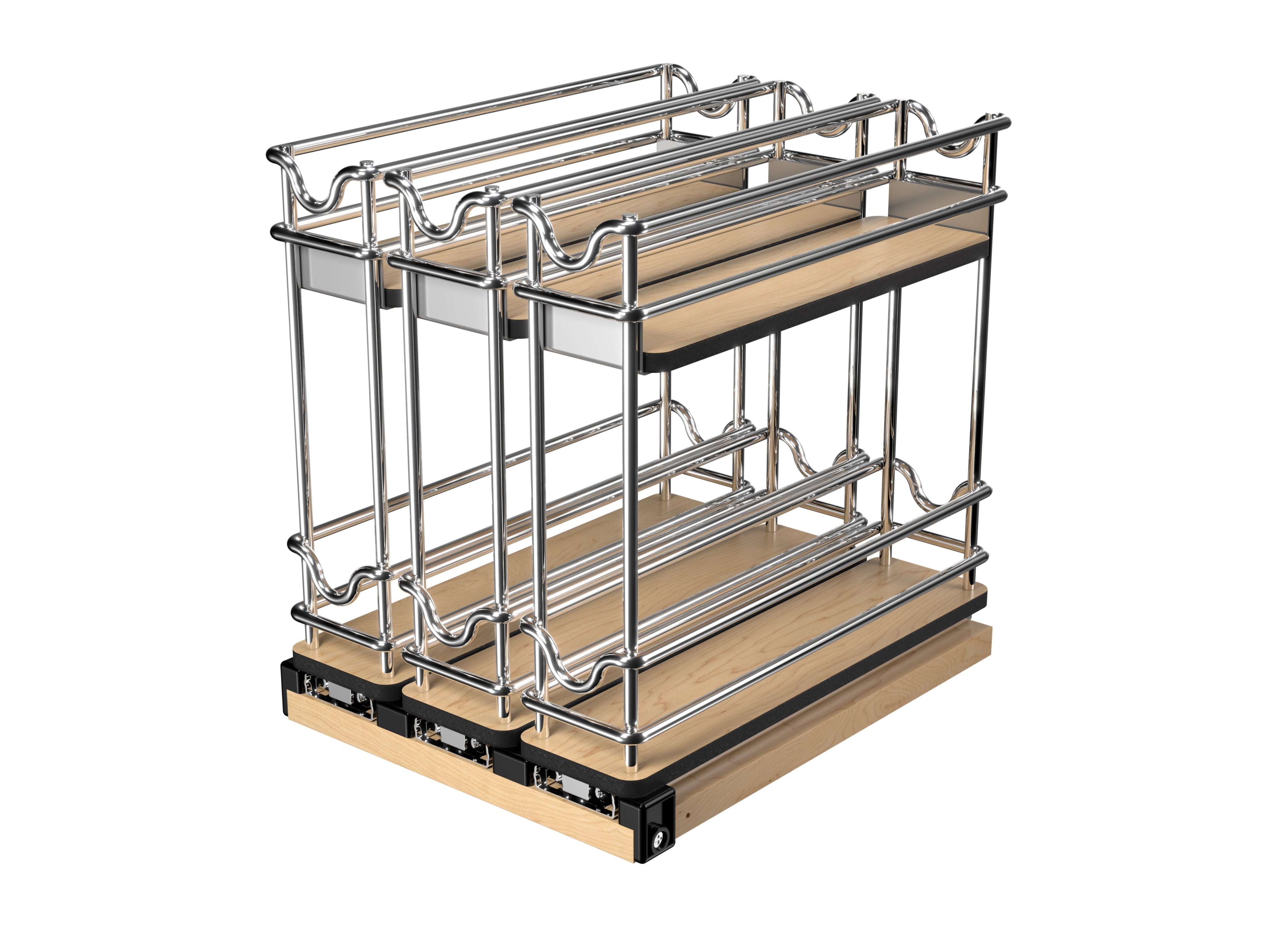 9-Tier Triple Narrow Wire Wall Upright Pullout Organizer - Space Saving Kitchen Cabinet Storage Solution for Spices, Cans & Pantry Items