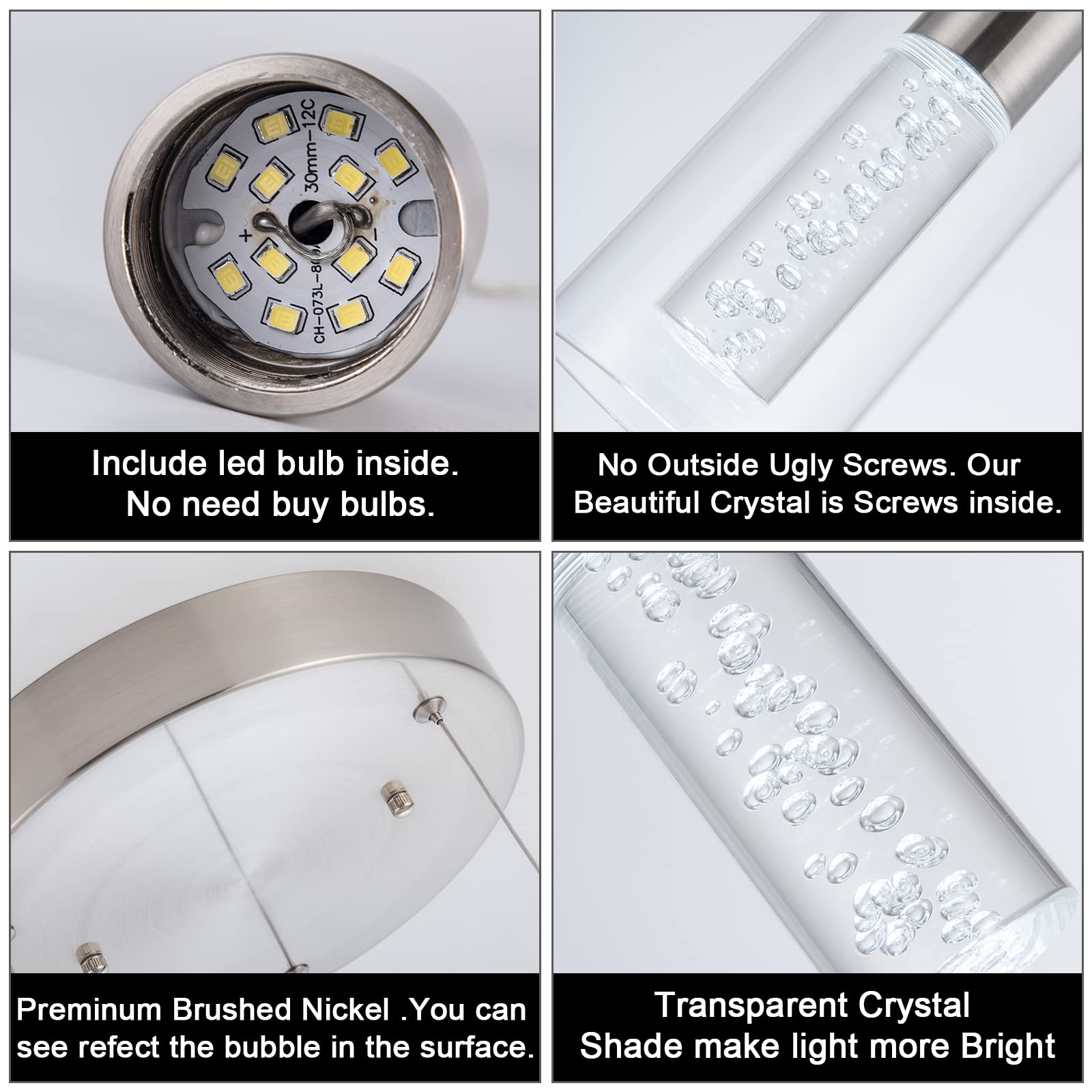 Modern Pendant Lights for Kitchen Island - 24W 6000K White LED Hanging Lights with Screw Mounting - Perfect for Kitchen, Dining Room, Restaurant, Bedroom & Living Room - Ideal for Task Lighting and Stylish Home Decor